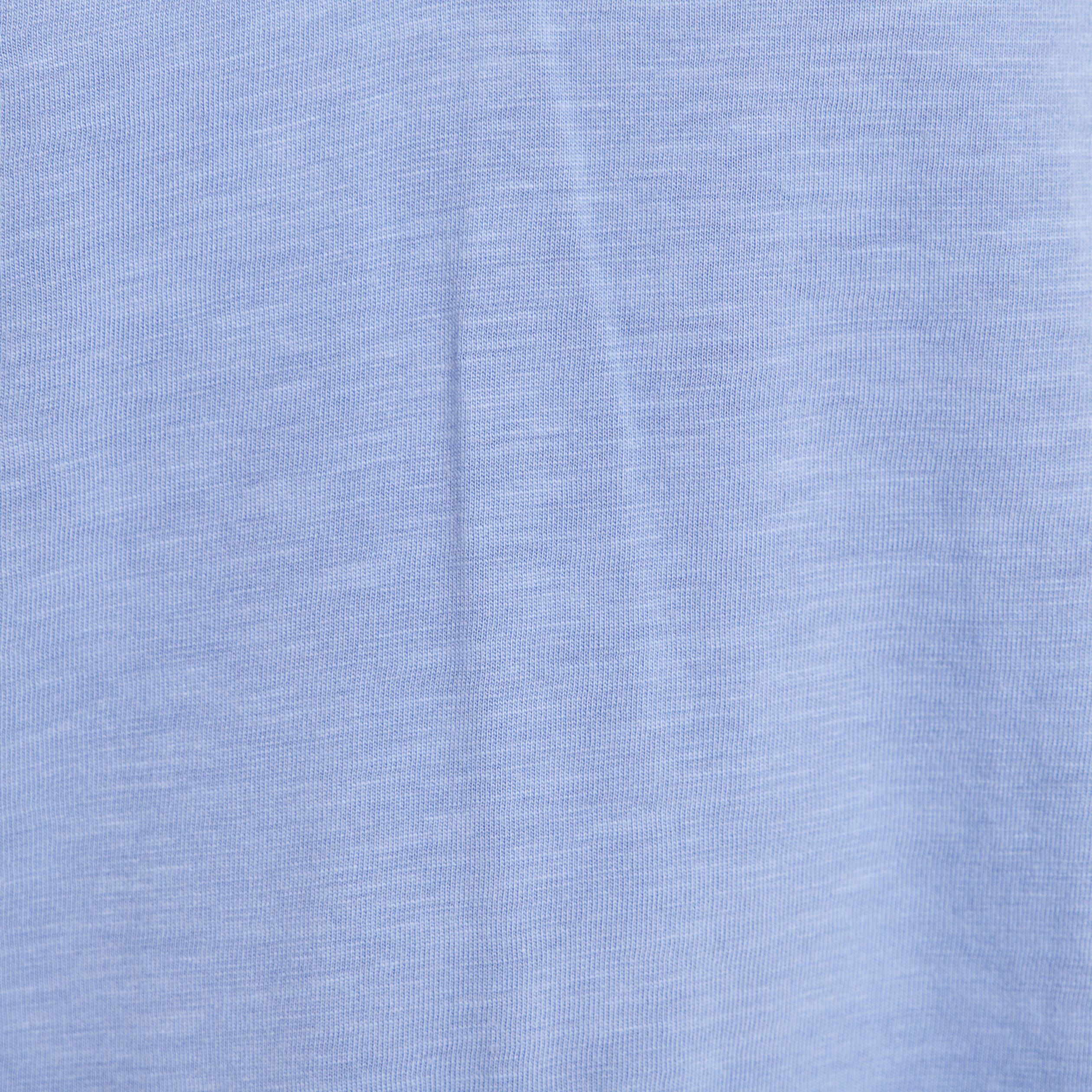 Blouse col tunisien manches courtes bleu ciel femme