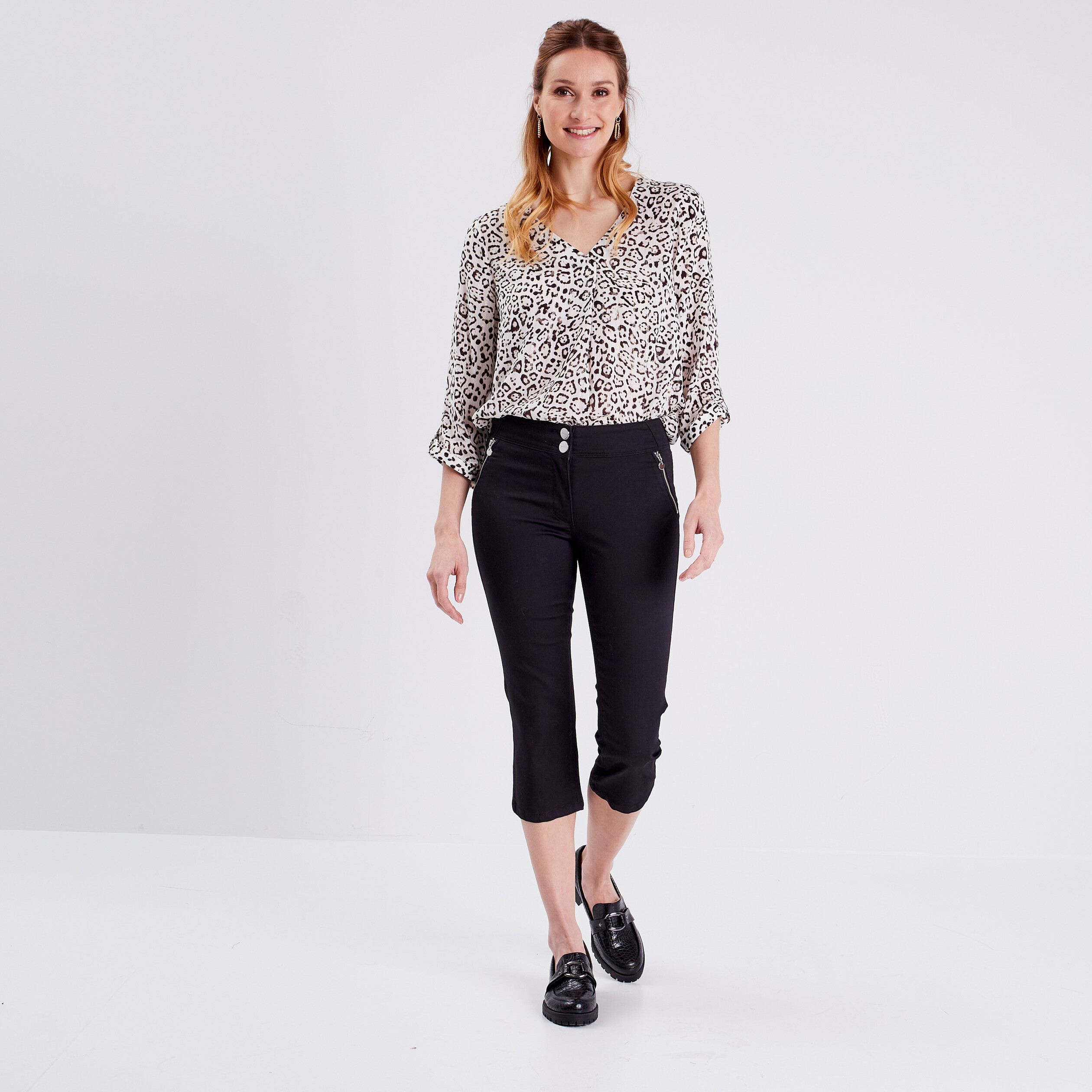 pantacourt ajuste noir femme Pantacourt ajusté noir femme
