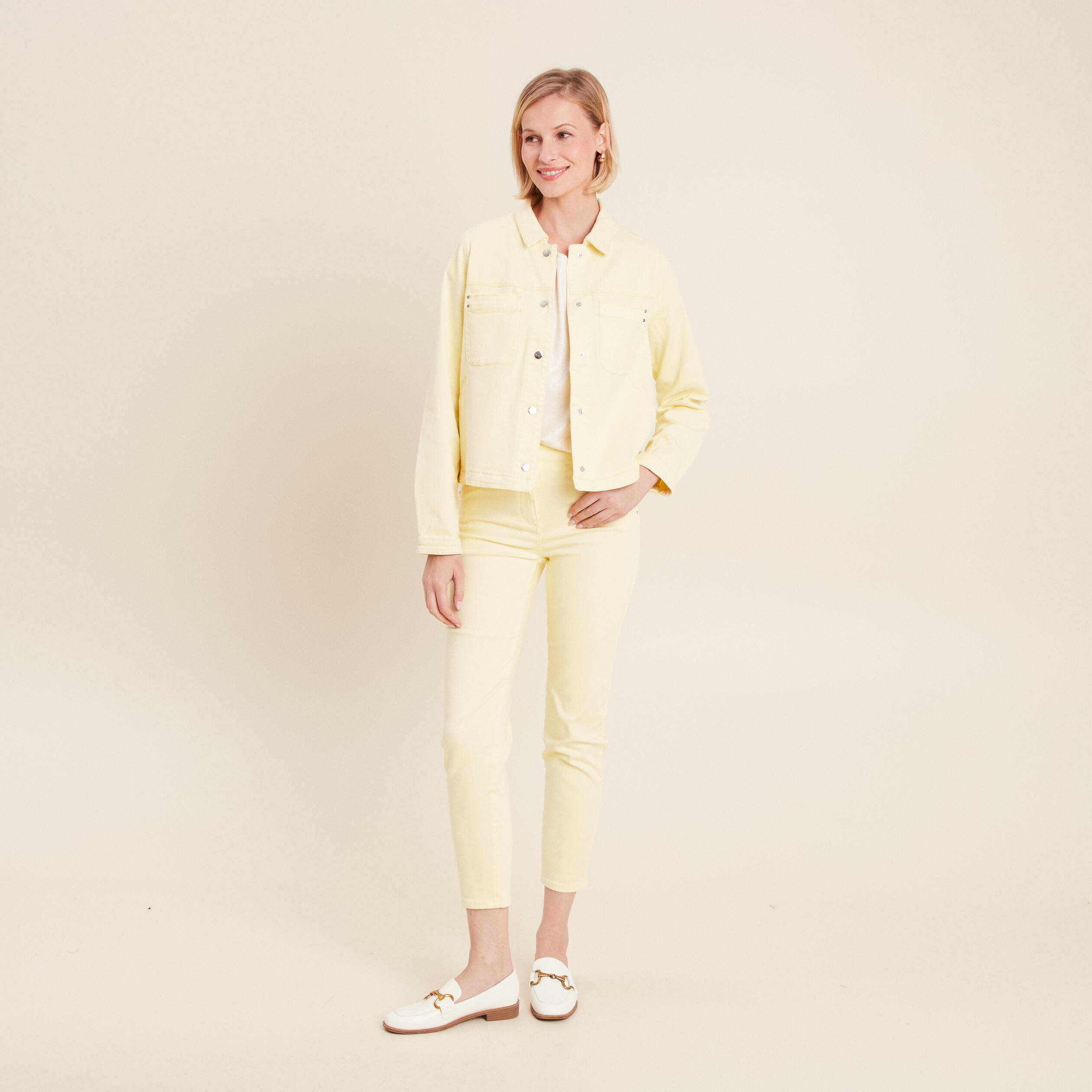 pantalon ajuste 78eme jaune clair femme Pantalon ajusté 7/8ème jaune clair femme