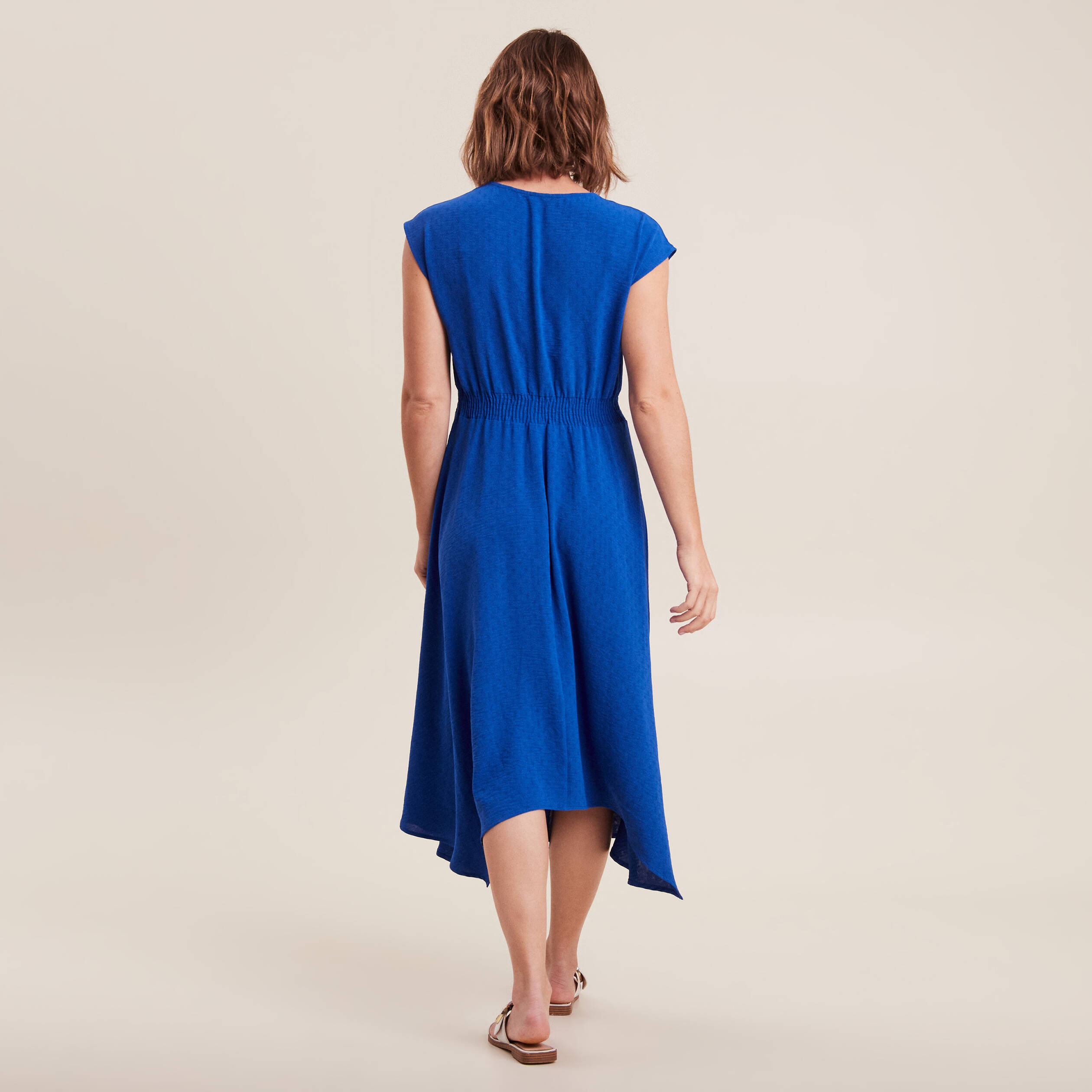 robe evasee taille smockee bleu electrique femme Robe évasée taille smockée bleu electrique femme