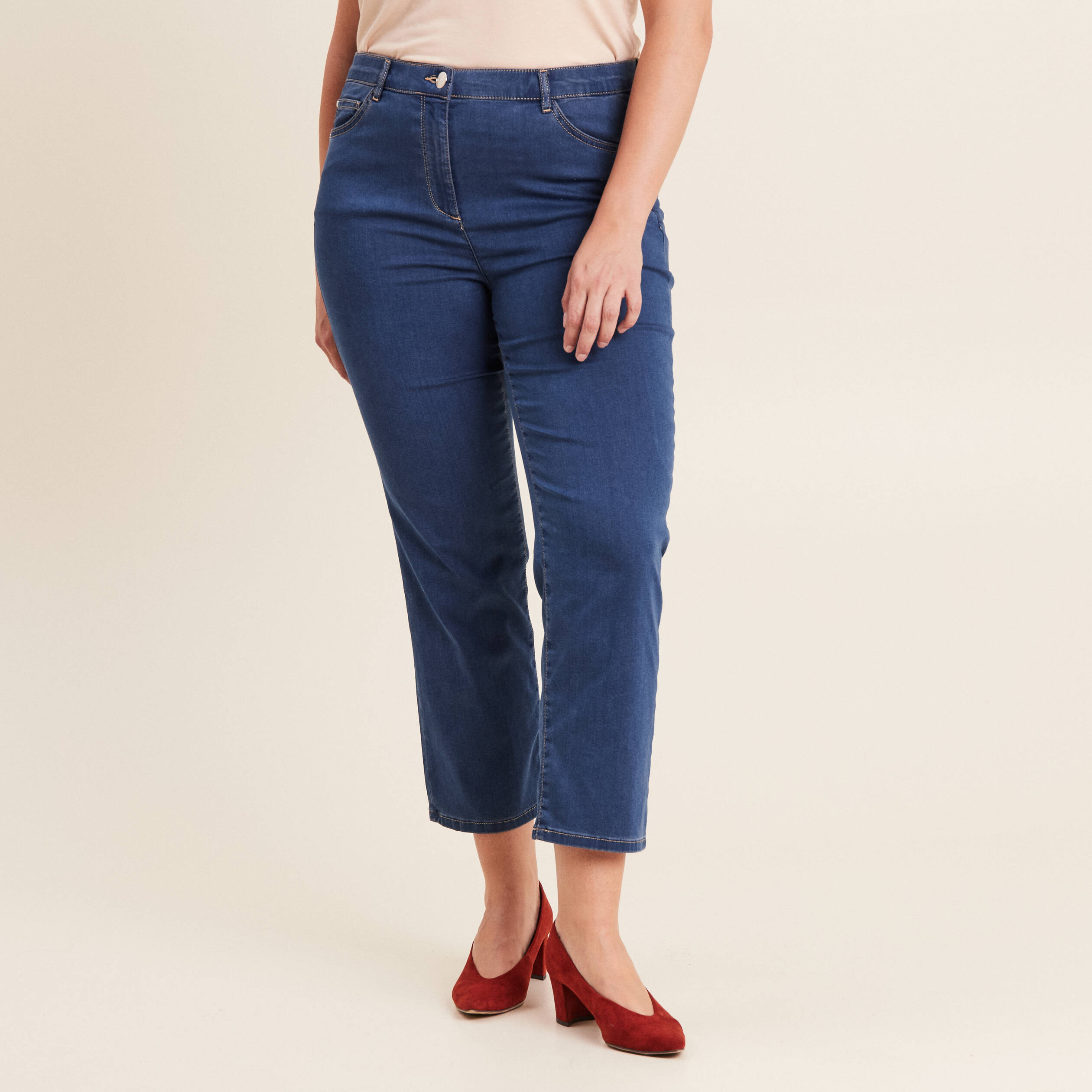 jean droit taille haute 78eme denim double stone femme Jean droit taille haute 7/8ème denim double stone femme