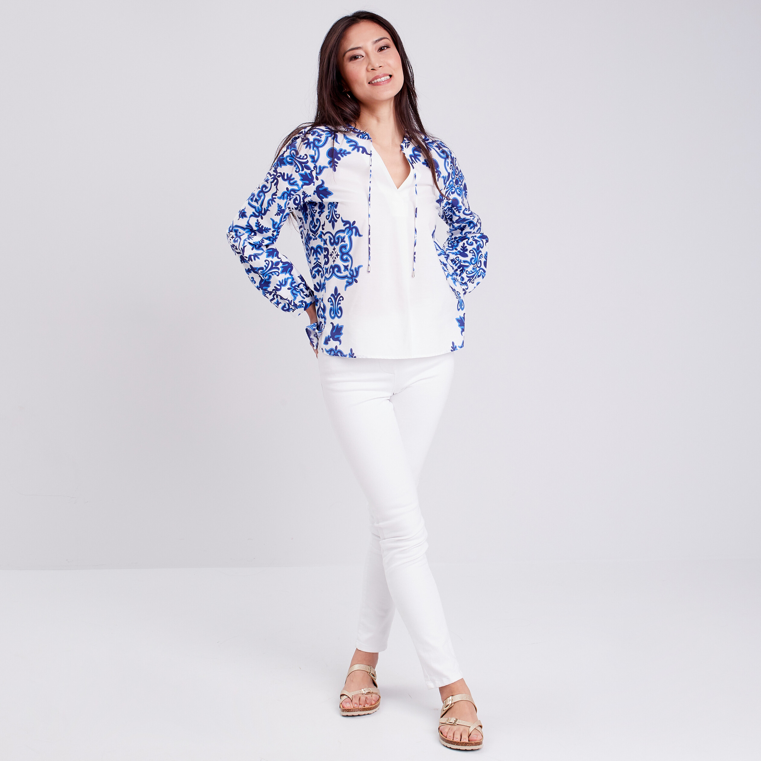 Armor Lux Blouses manches longues Blouse 72927 rayure céleste/apricot