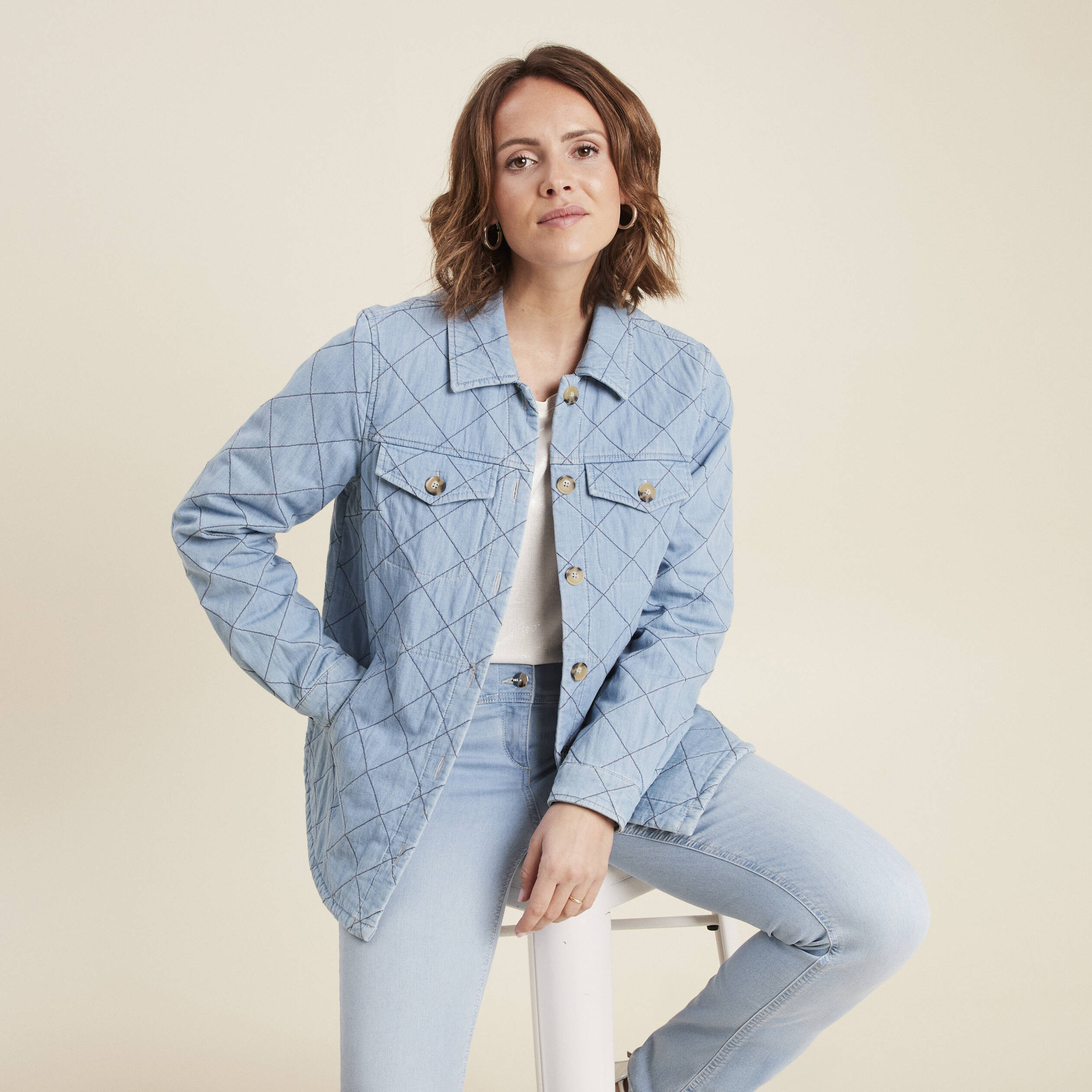 surchemise manches longues denim double stone femme Surchemise manches longues denim double stone femme