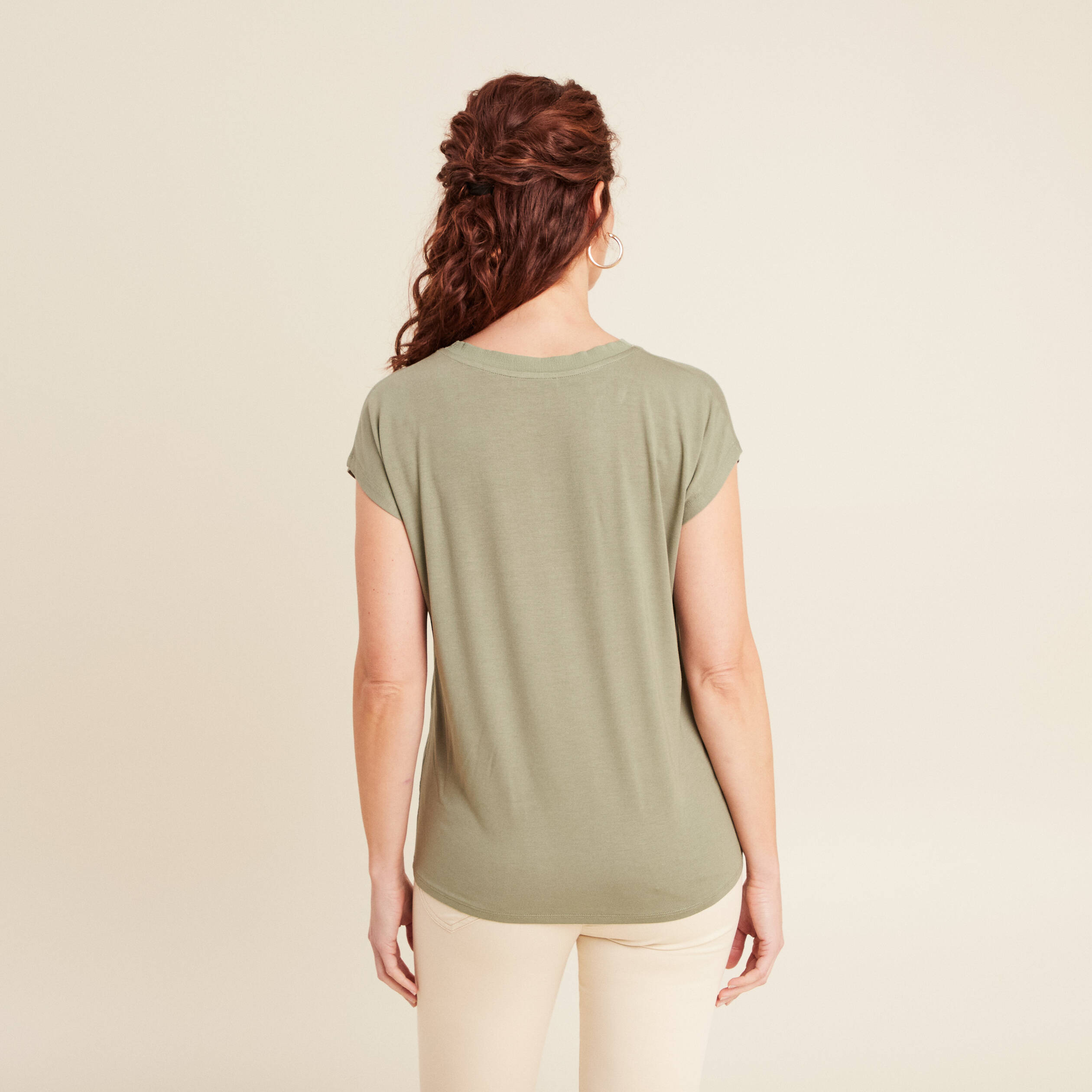 t shirt manches courtes vert kaki femme T-shirt manches courtes vert kaki femme