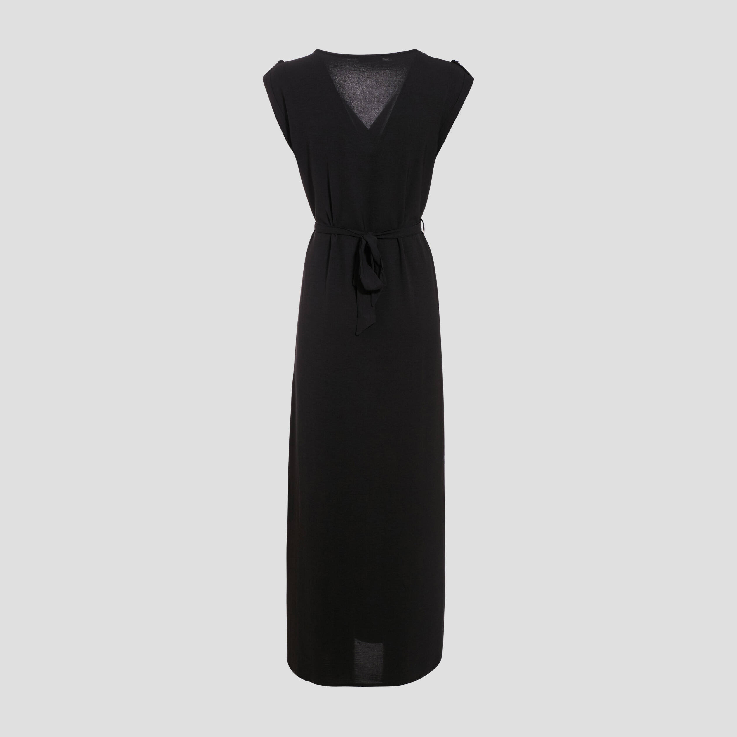 robe longue droite ceinturee noir femme Robe longue droite ceinturée noir femme
