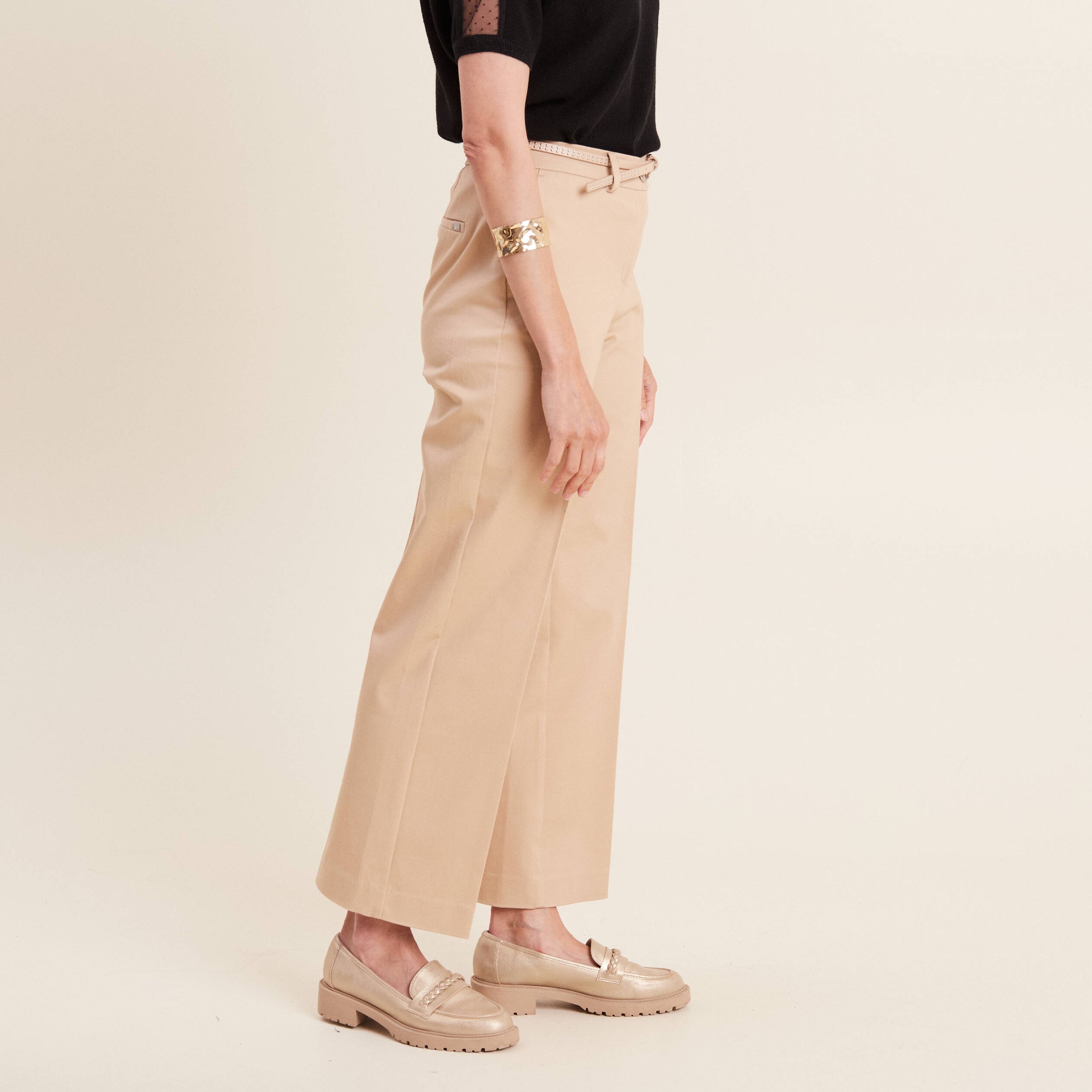 pantalon flare 78eme beige femme Pantalon flare 7/8ème beige femme