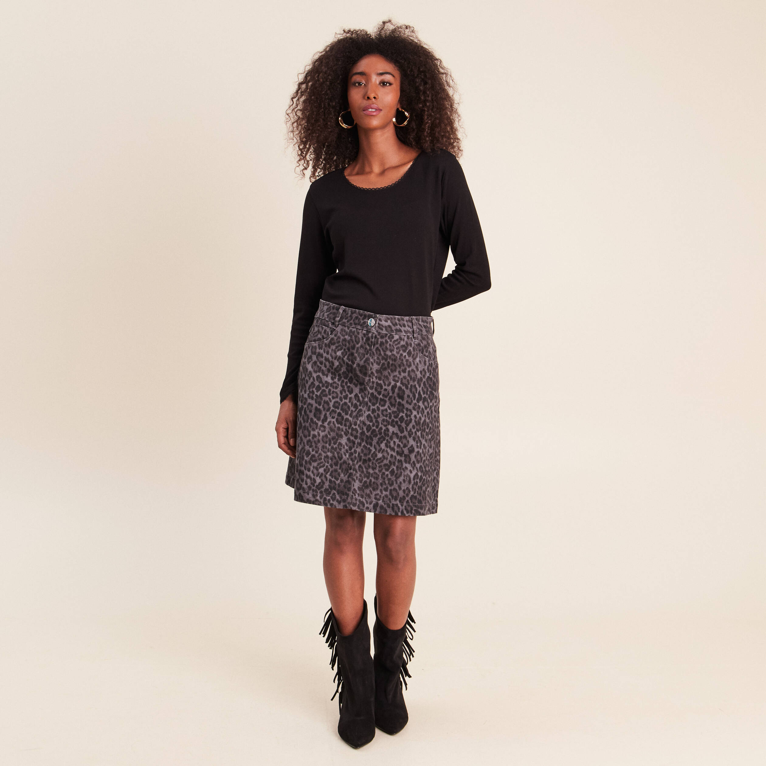 T-shirt manches longues noir femme