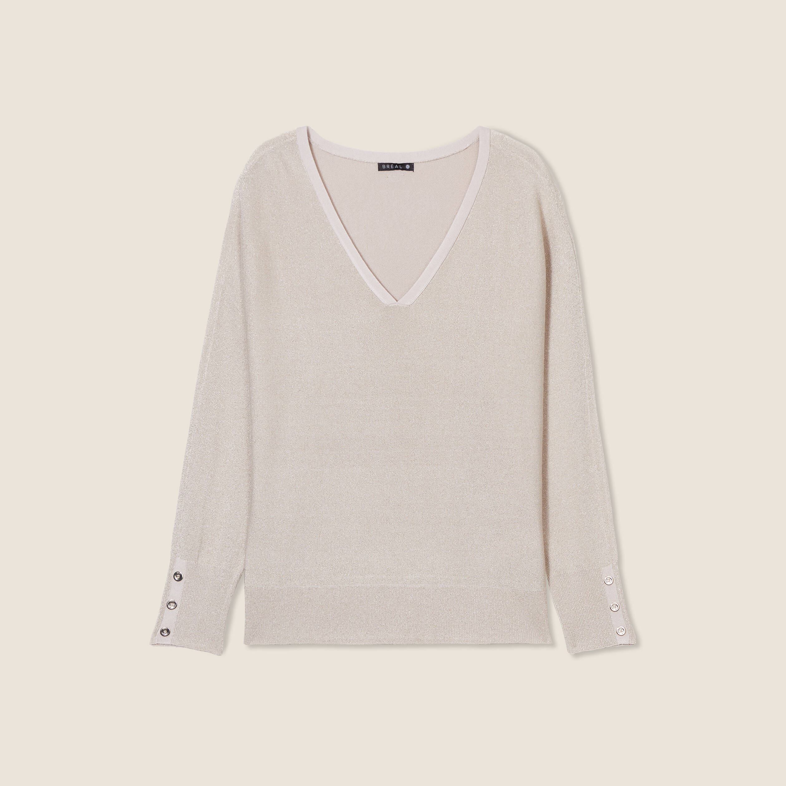 Pull manches longues couleur or femme