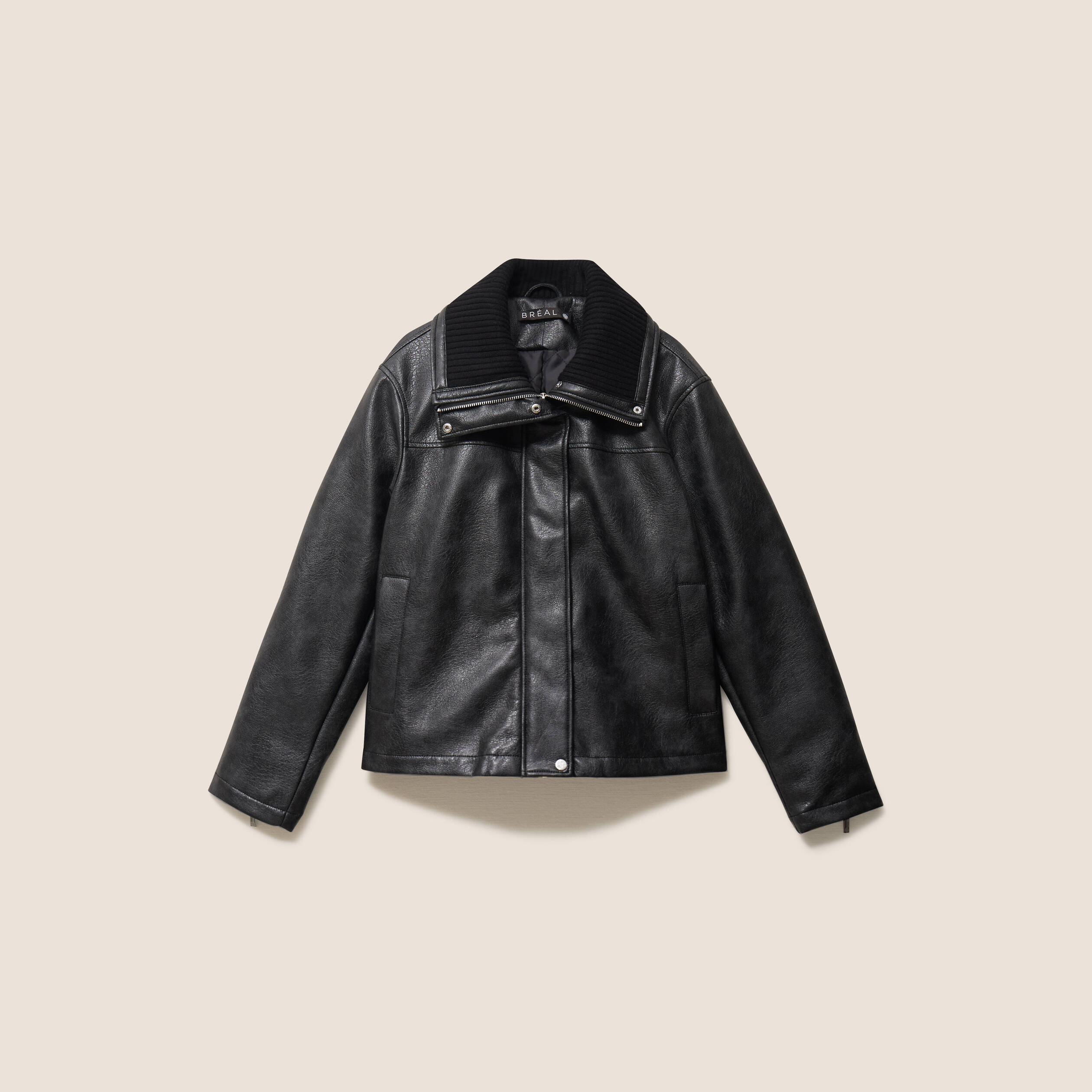 Veste ample col camionneur doubl&eacute;e noir femme
