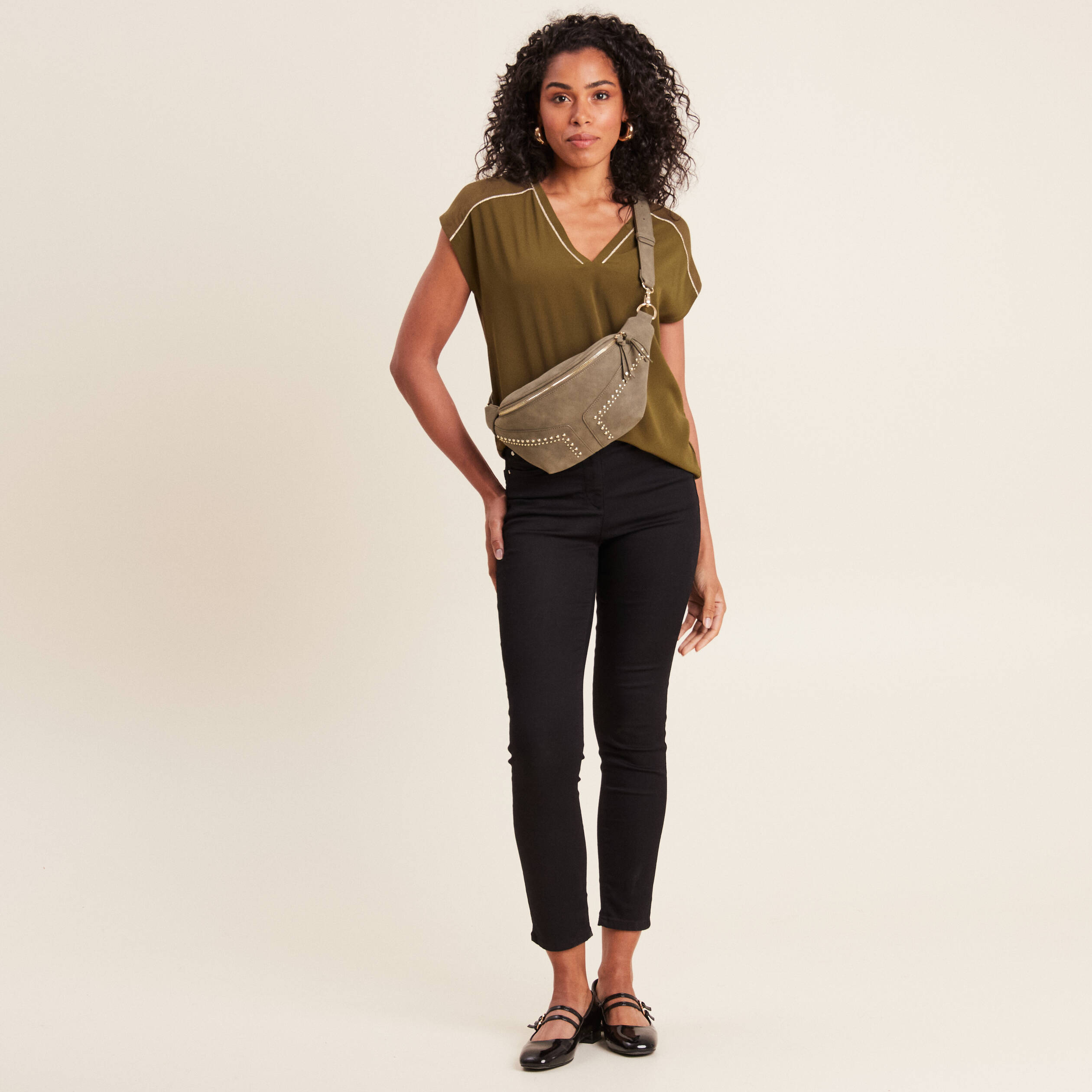 t shirt manches courtes vert olive femme T-shirt manches courtes vert olive femme