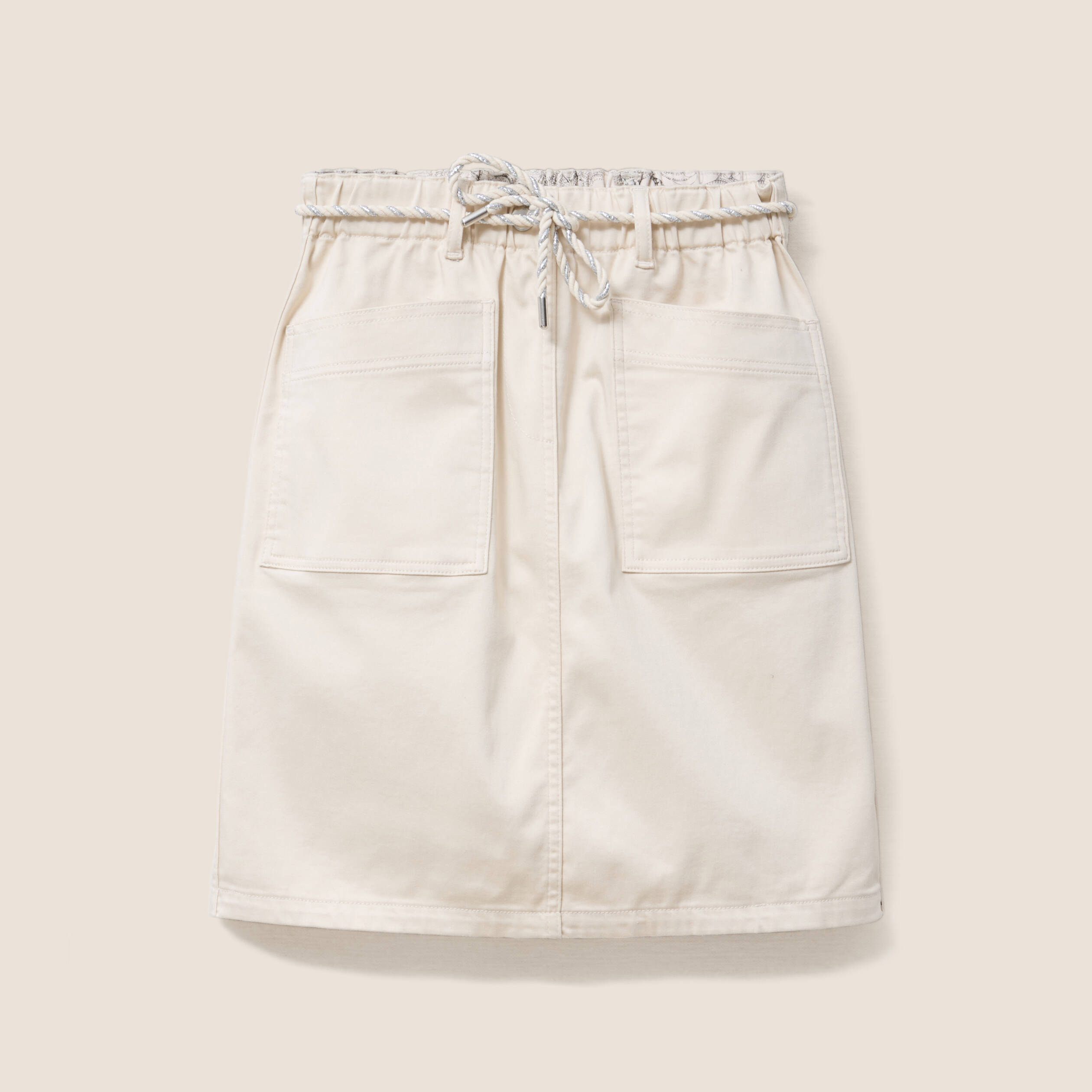 Jupe droite r&eacute;versible blanc femme