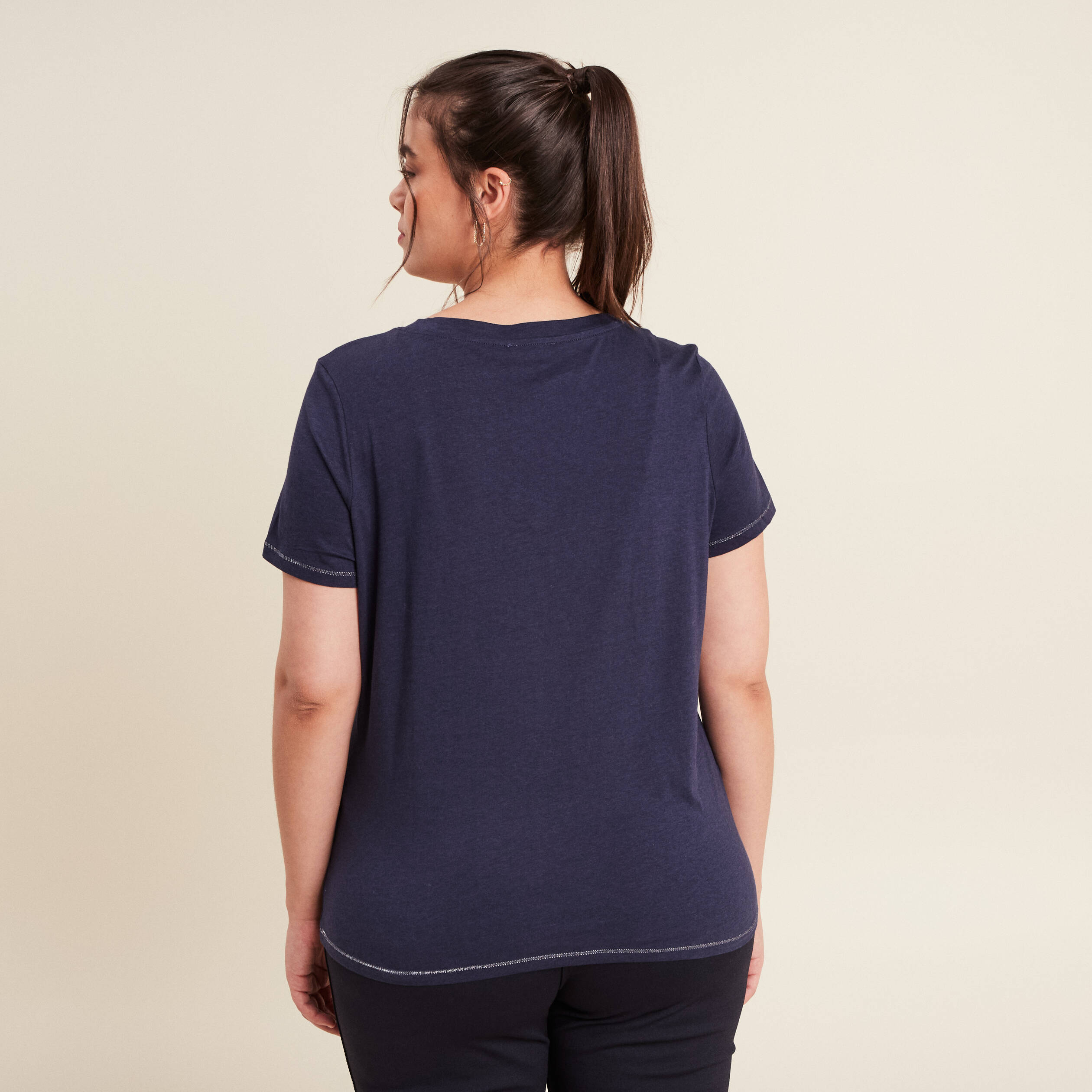 t shirt manches courtes bleu marine femme T-shirt manches courtes bleu marine femme