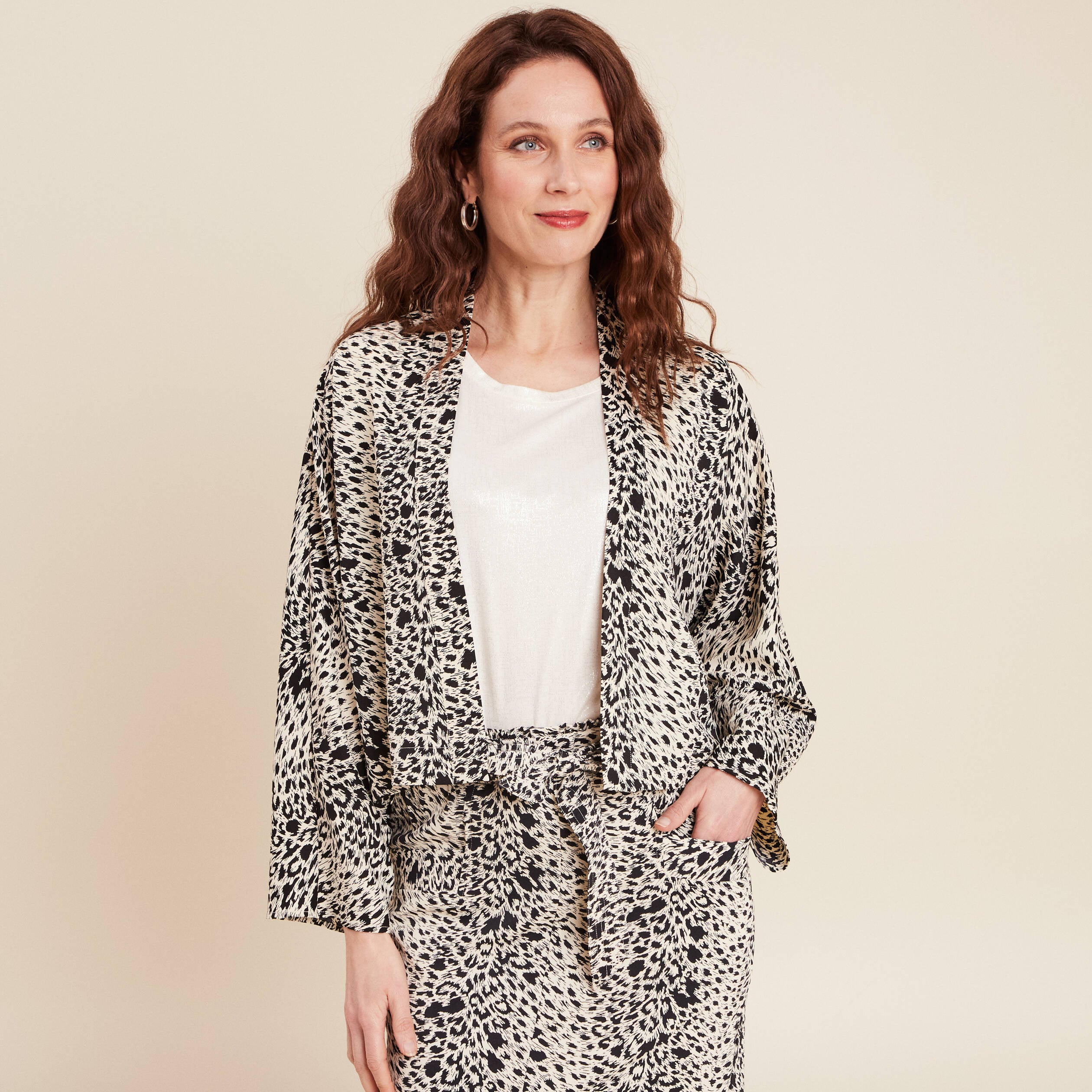 Veste esprit kimono ivoire femme