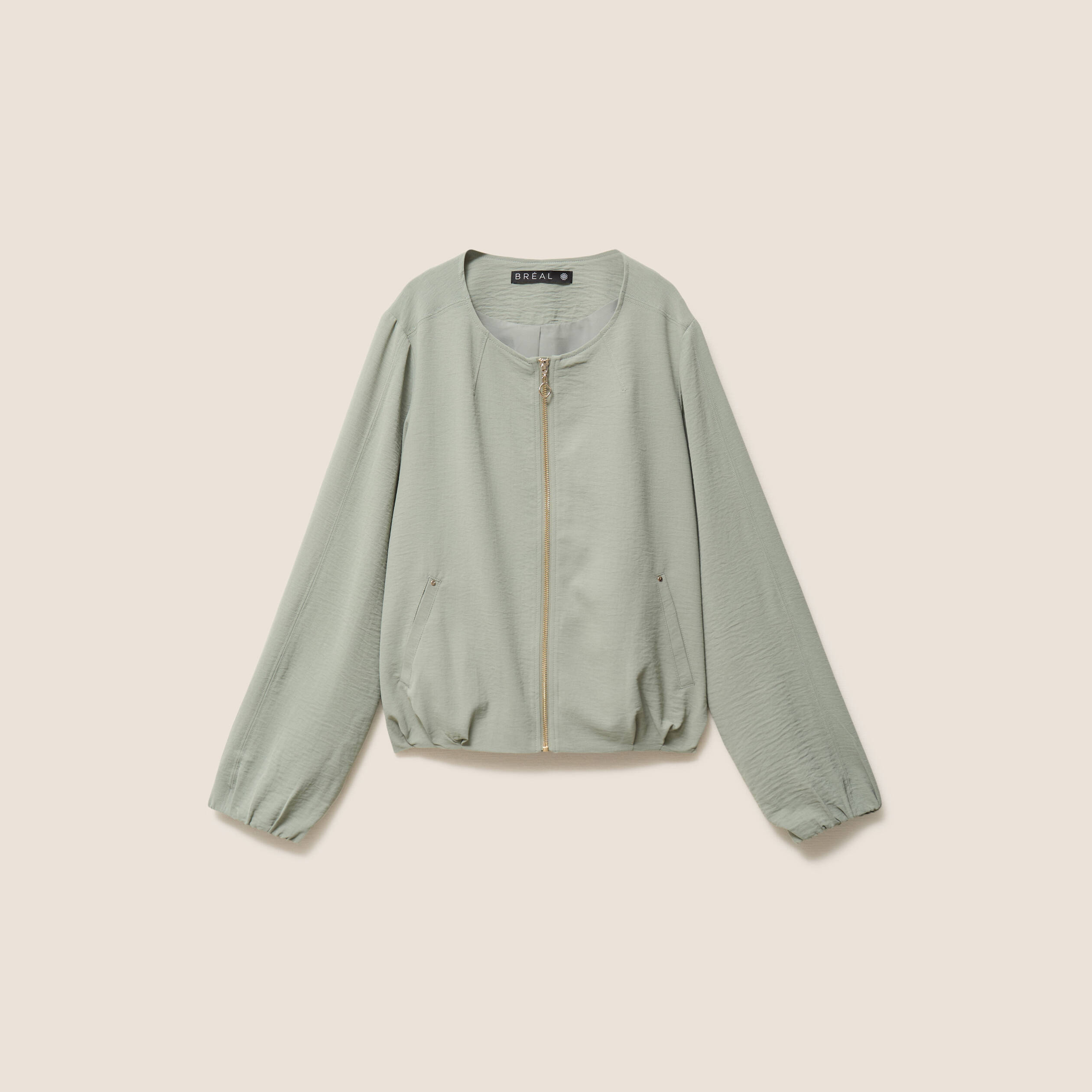 Veste fluide manches longues doubl&eacute;e vert clair femme