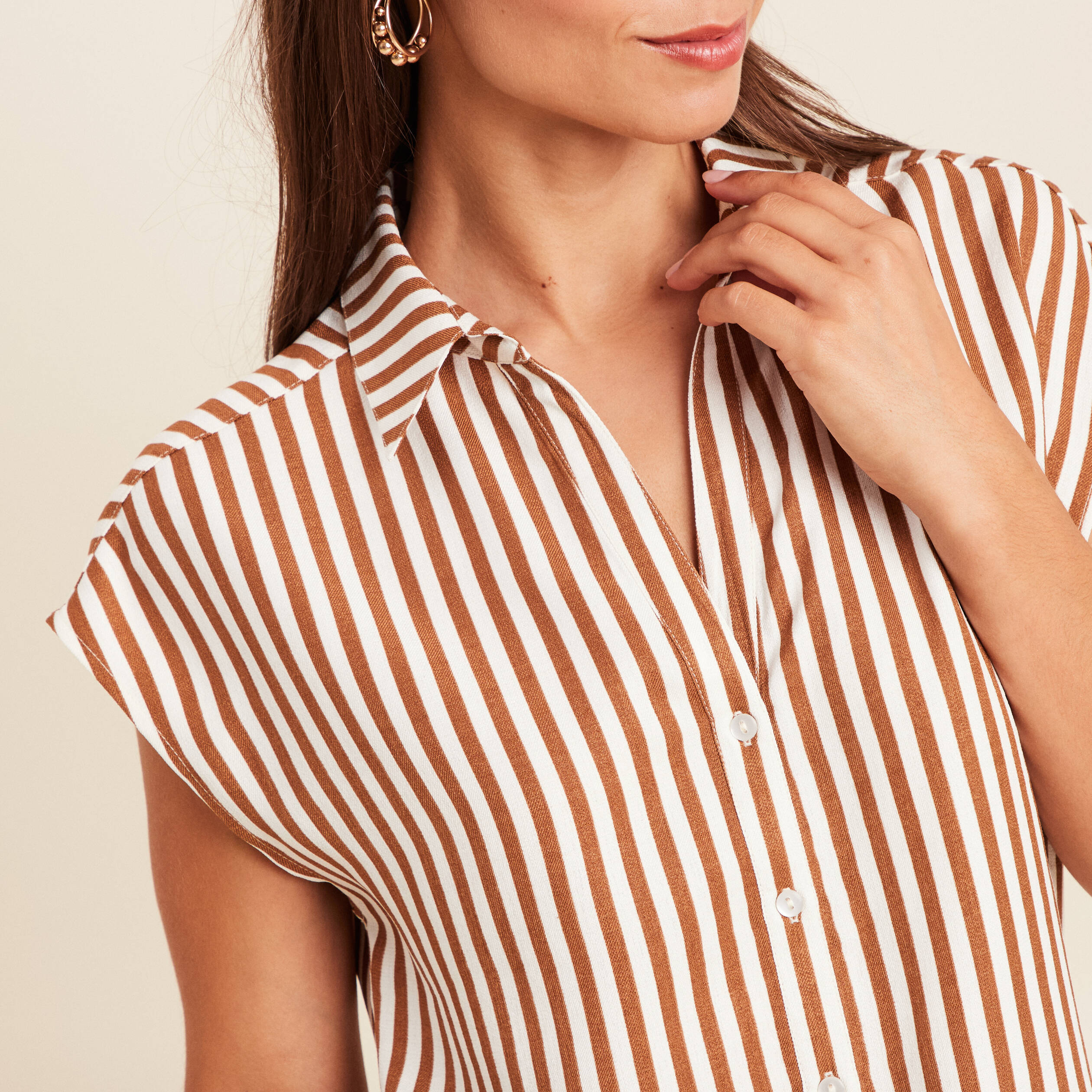 chemise manches courtes aspect lin blanc femme Chemise manches courtes aspect lin blanc femme