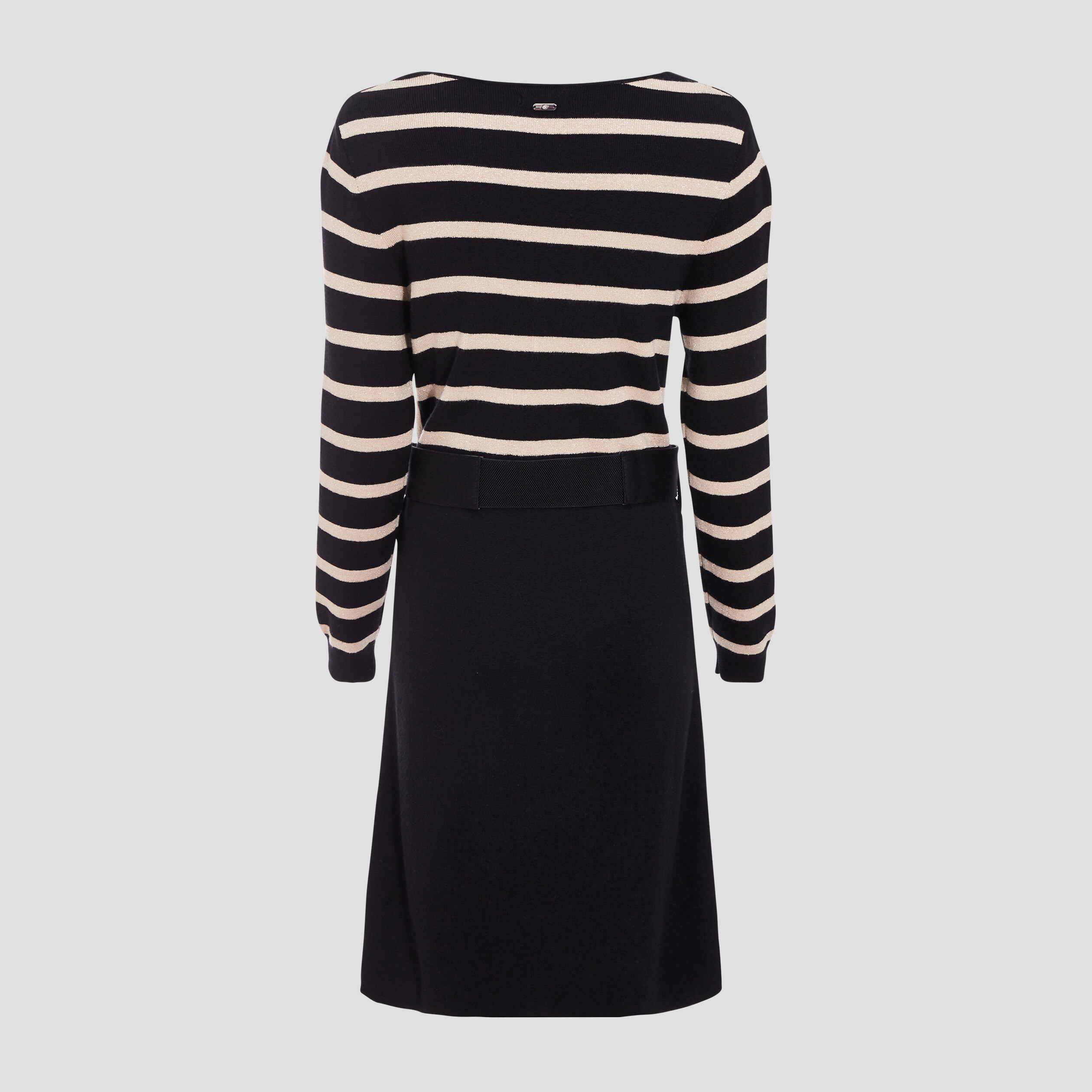 Robe pull droite ceinturée couleur or femme