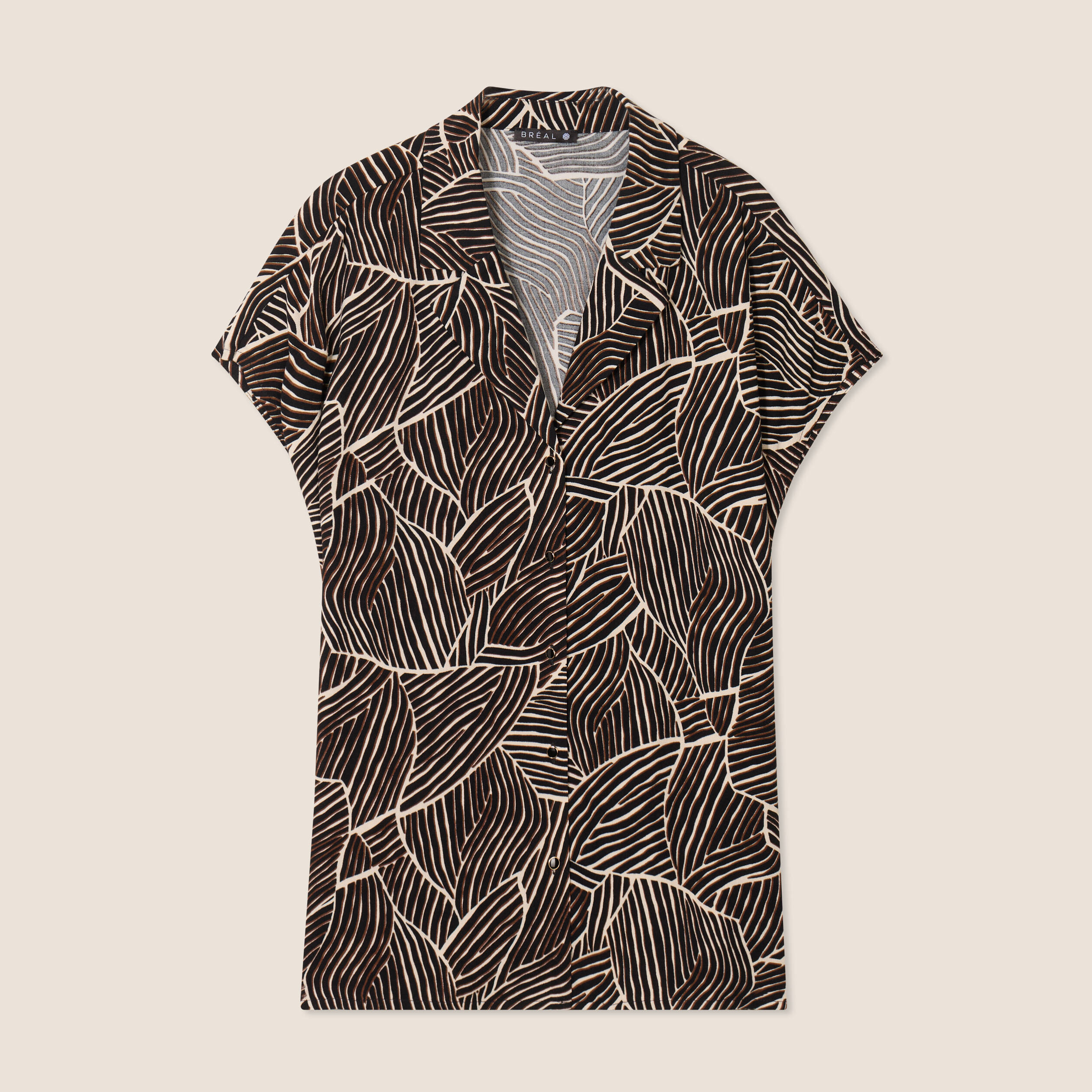 Chemise cr&ecirc;pe manches courtes noir femme