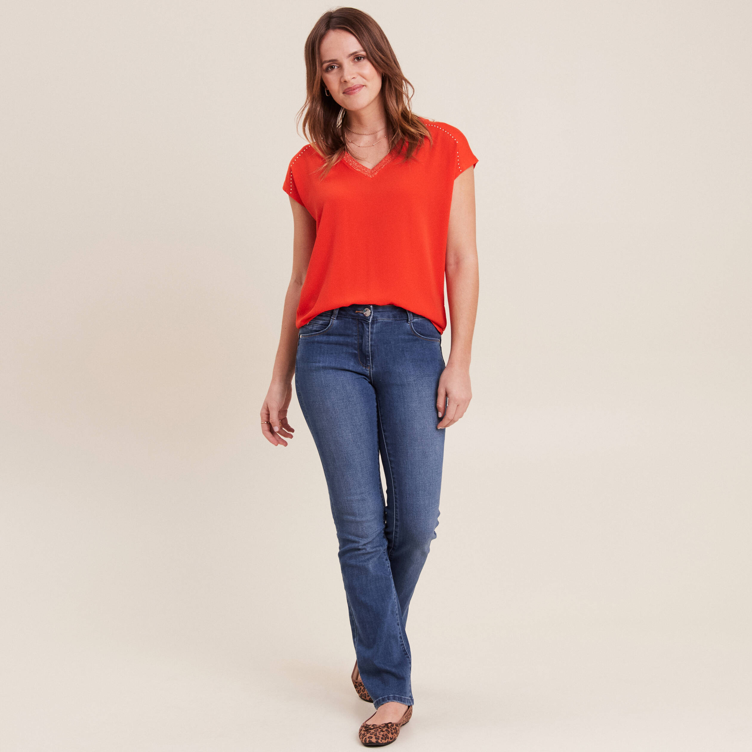 T-shirt manches courtes orange femme