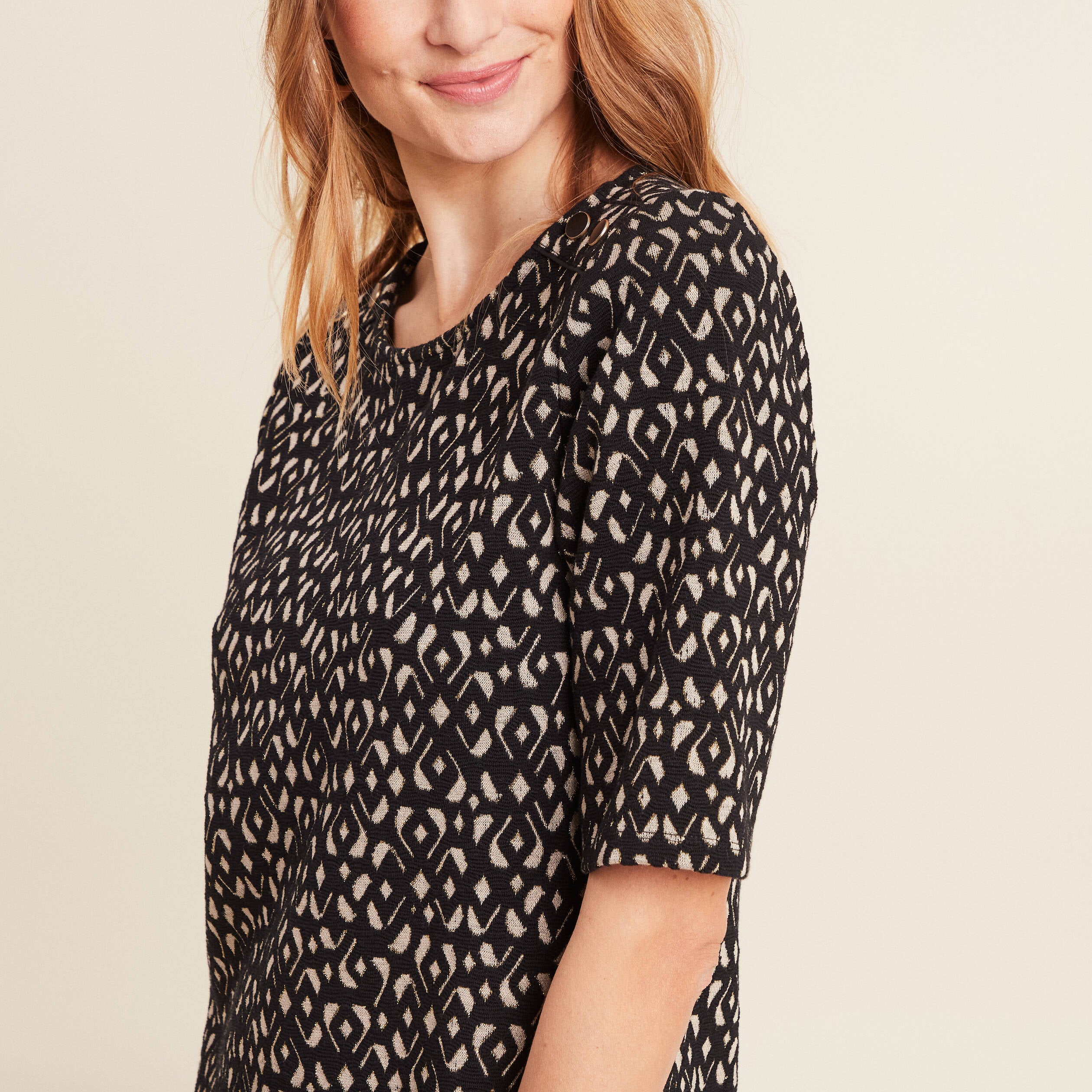 Robe droite manches courtes noir femme