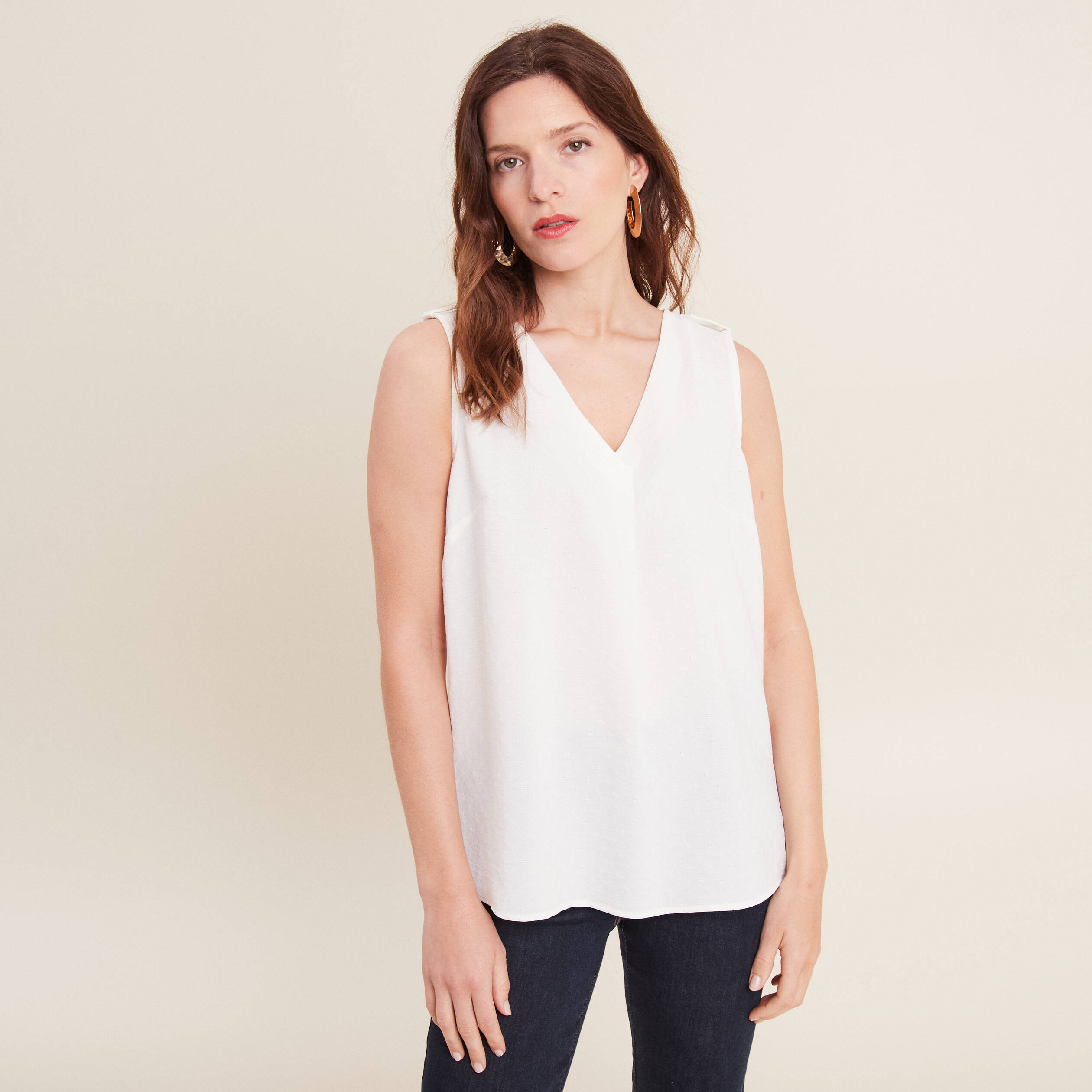blouse sans manches ecru femme Blouse sans manches ecru femme