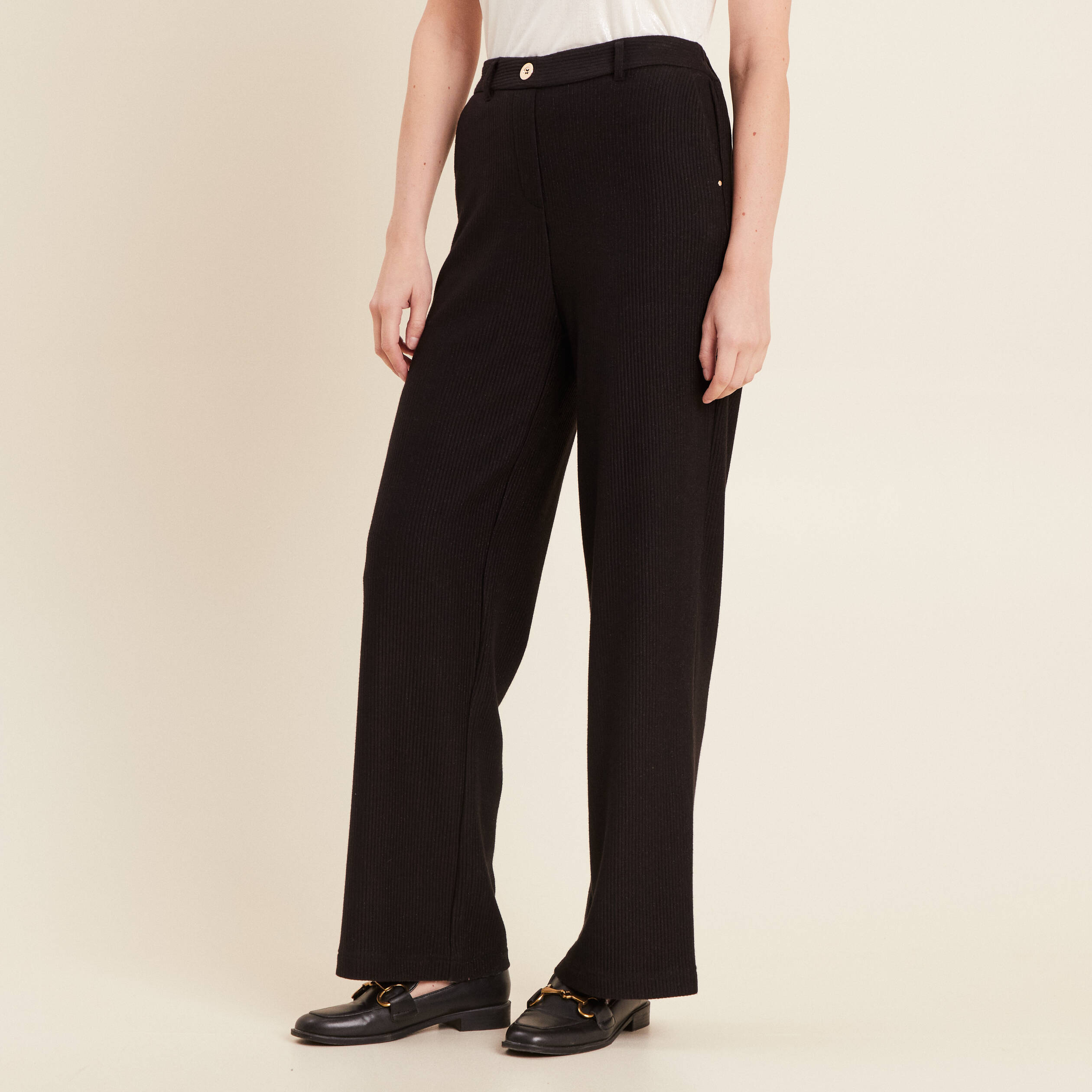 pantalon tricot large noir femme Pantalon tricot large noir femme