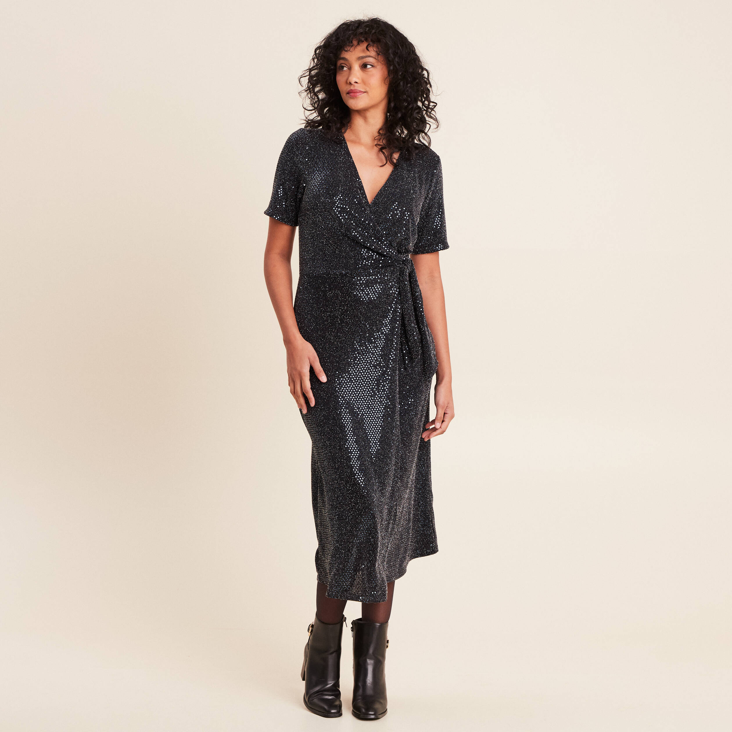 Robe Diane Von Furstenberg Cadenza Rayée Métallisée - Taille S, évasée Sans Manches, Occasion Très Bon état