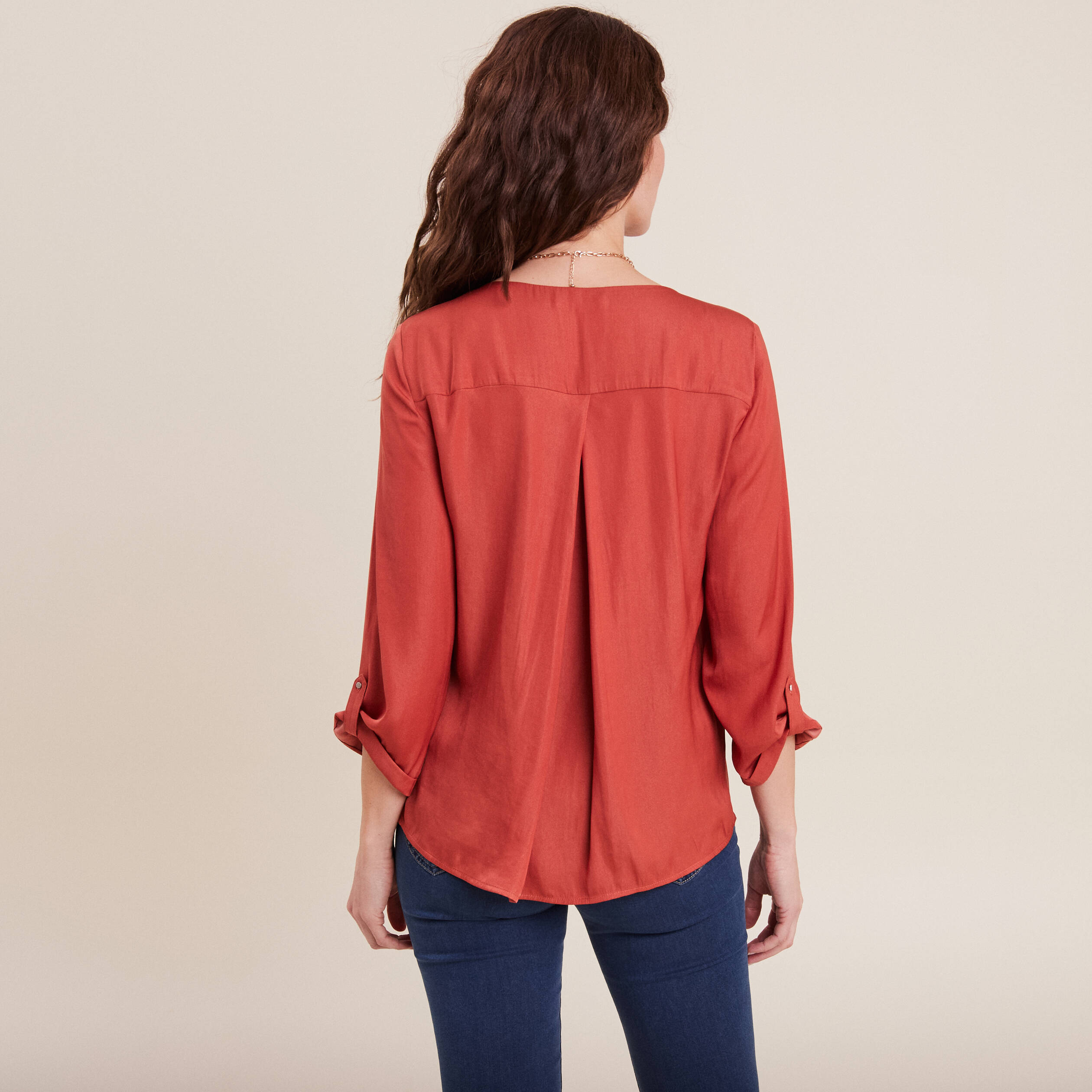 Blouse manches 3/4 vieux rose femme
