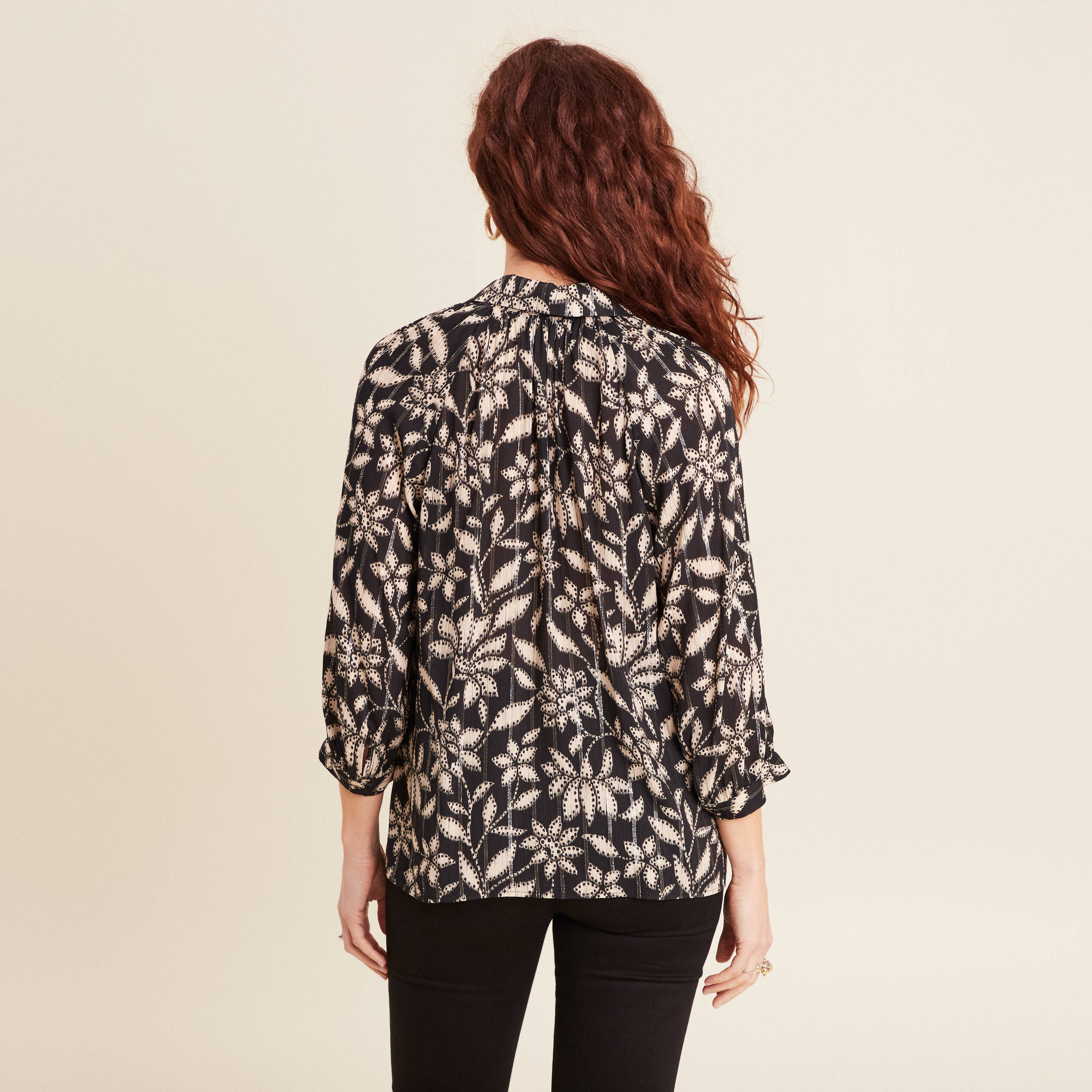 chemise manches 34 noir femme Chemise manches 3/4 noir femme