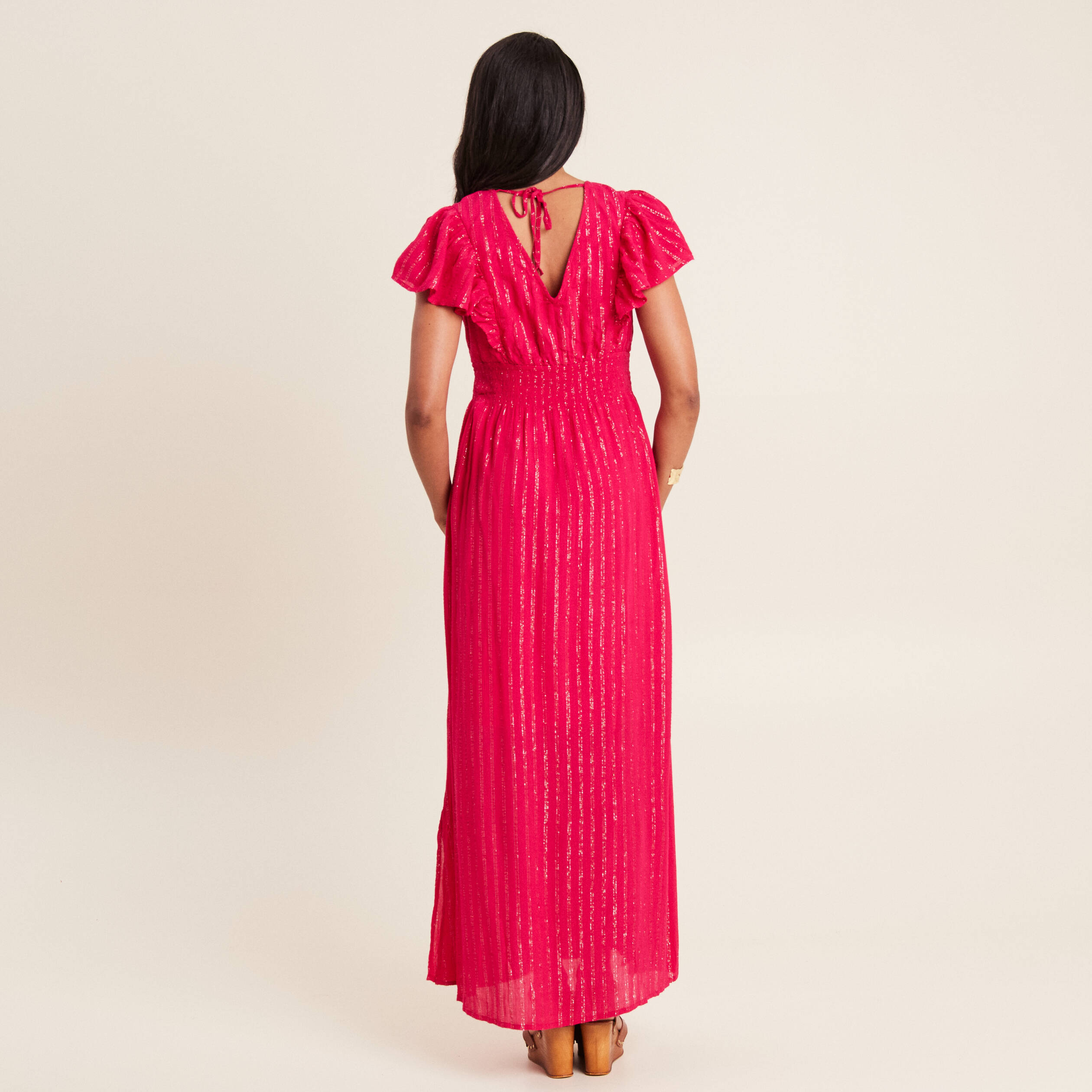 robe longue droite fluide rose fushia femme Robe longue droite fluide rose fushia femme