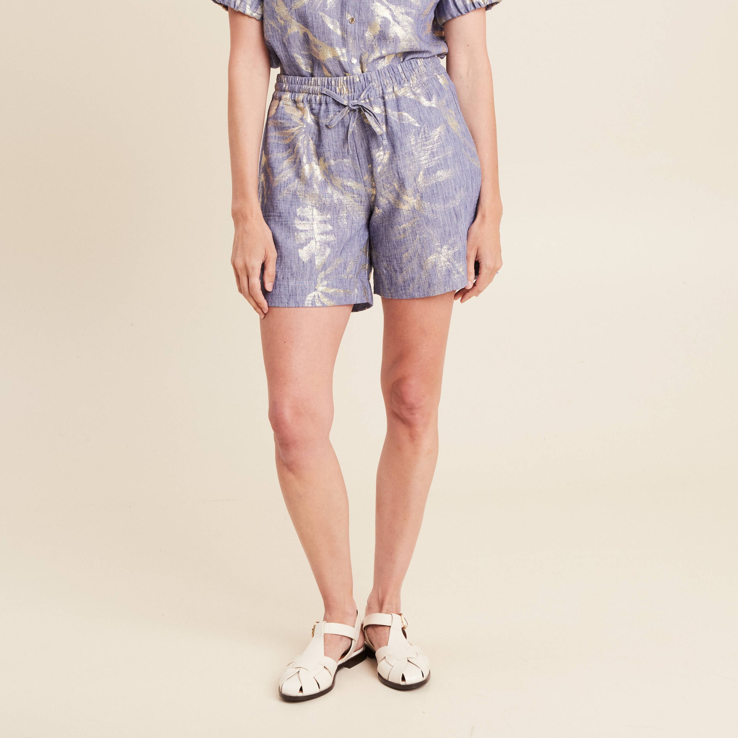 Short taille haute bleu lavande femme