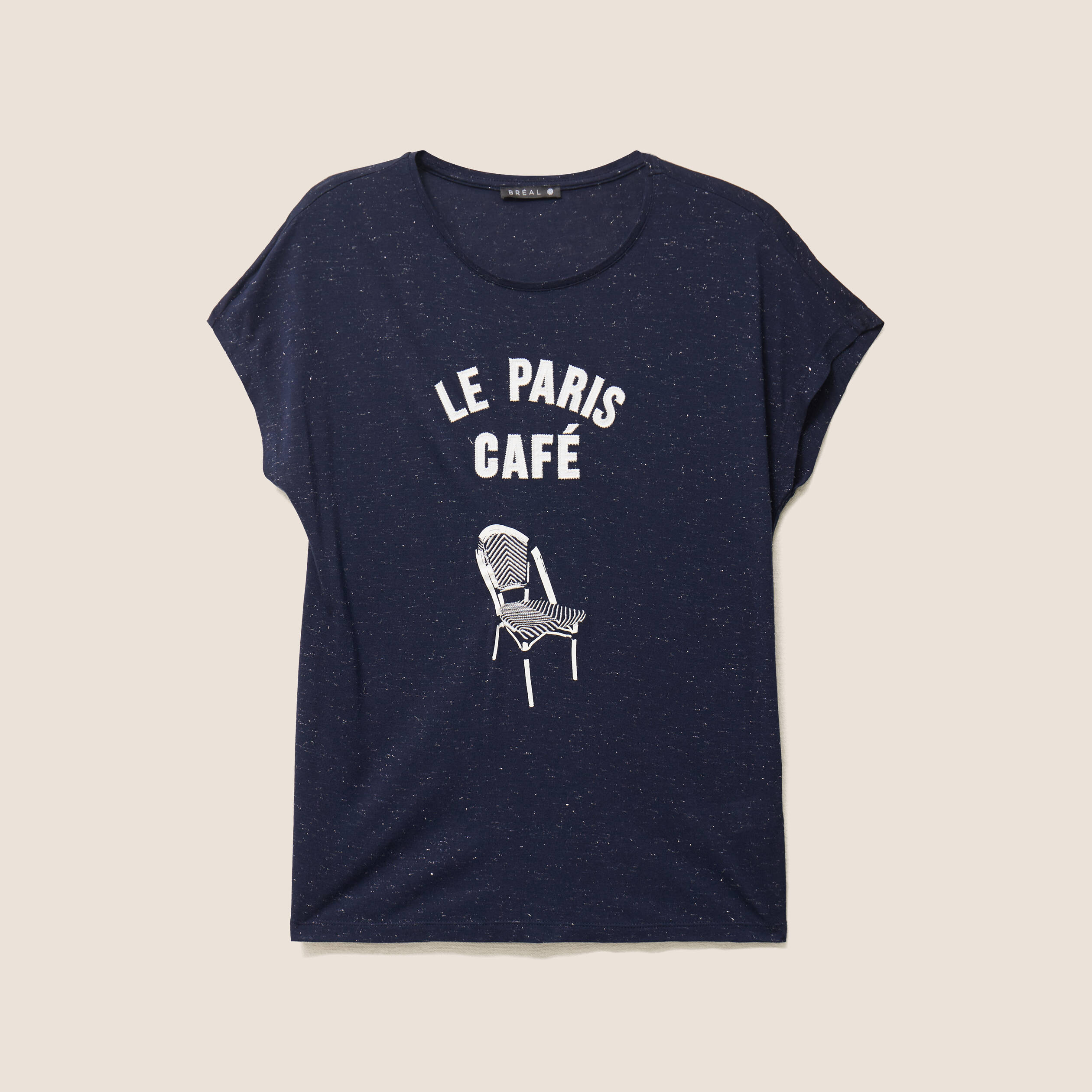 T-shirt col rond manches courtes bleu marine femme