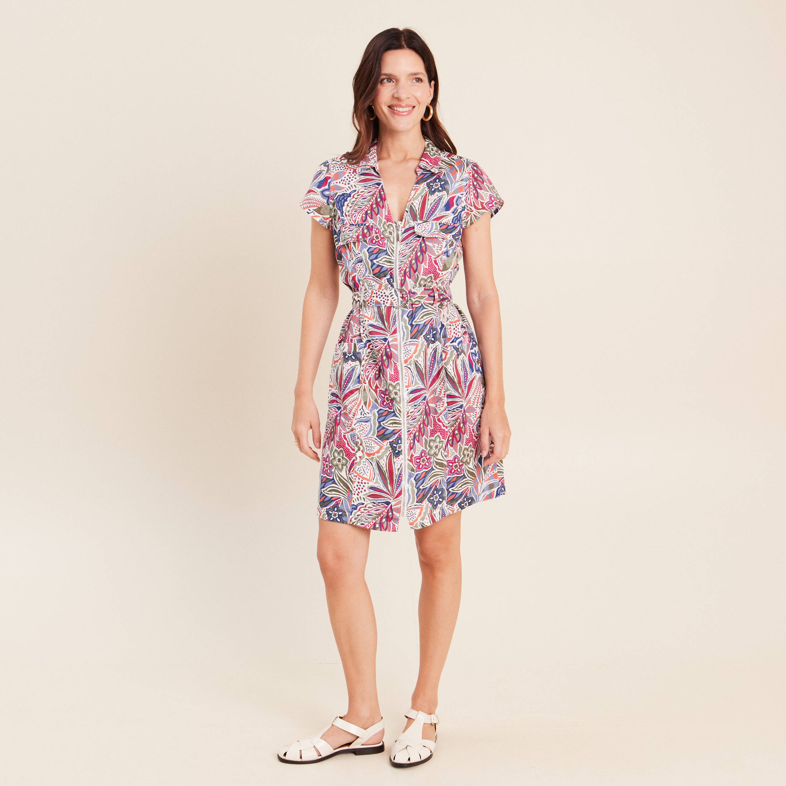 Robe droite zipp&eacute;e mauve femme