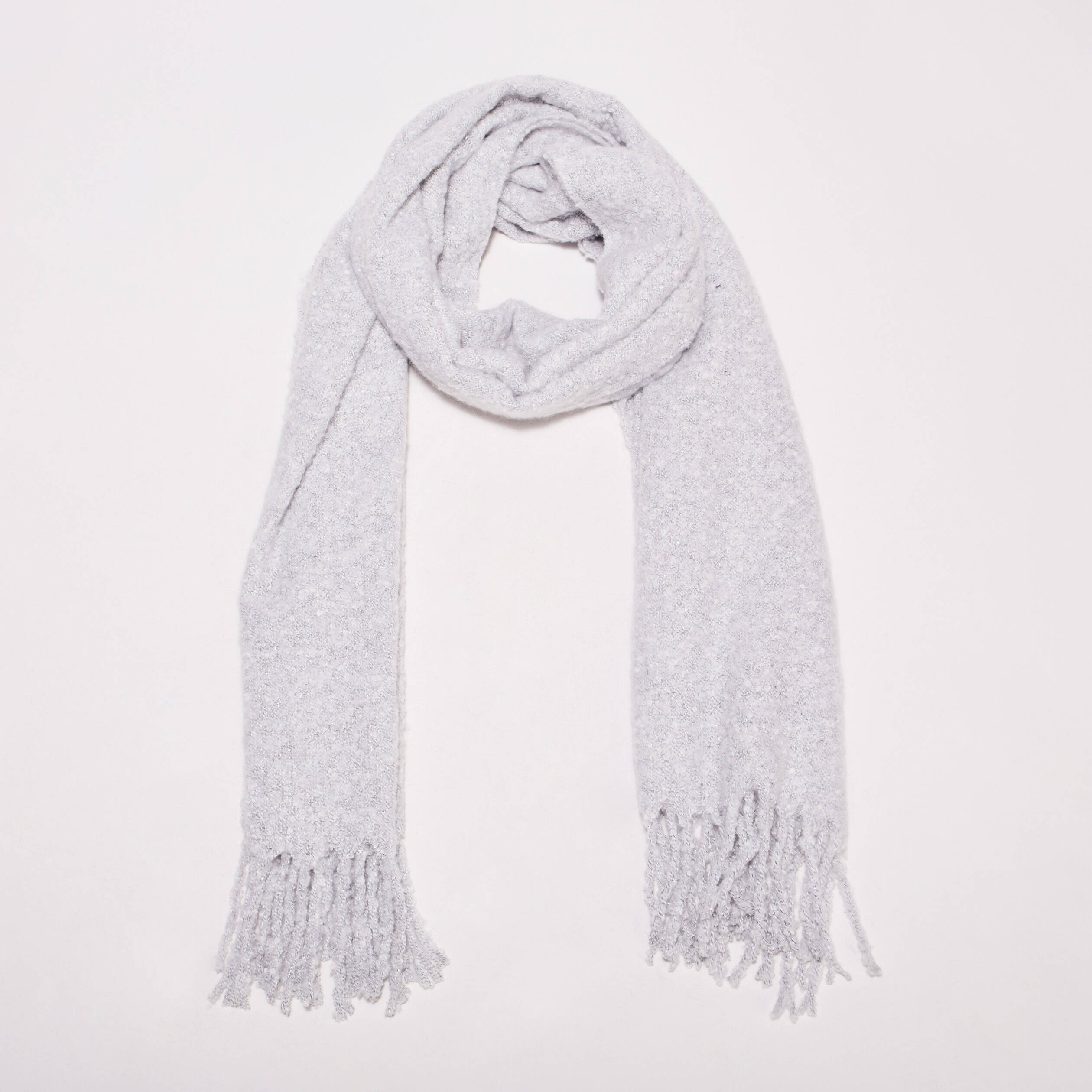 Écharpe à franges gris clair femme