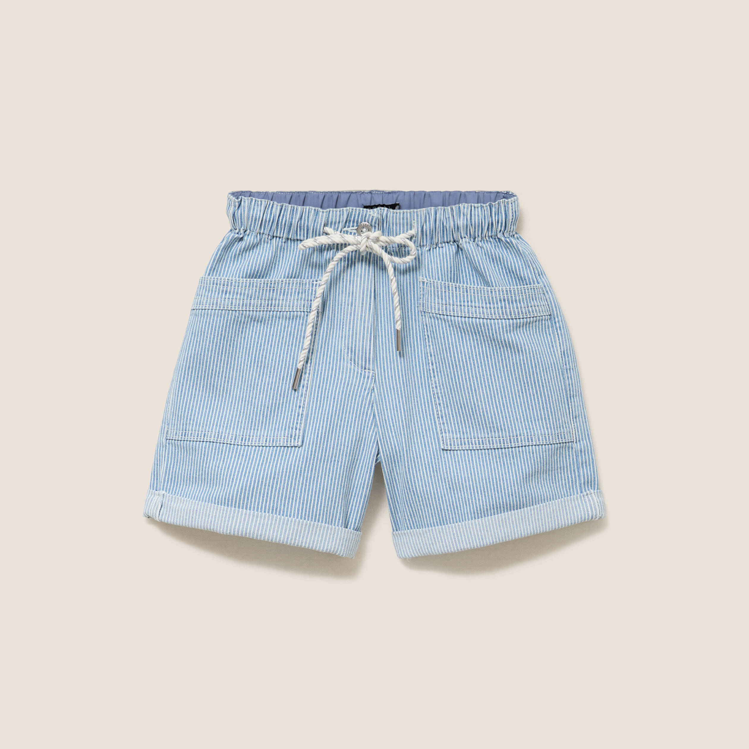 Short relax en jean bleu femme