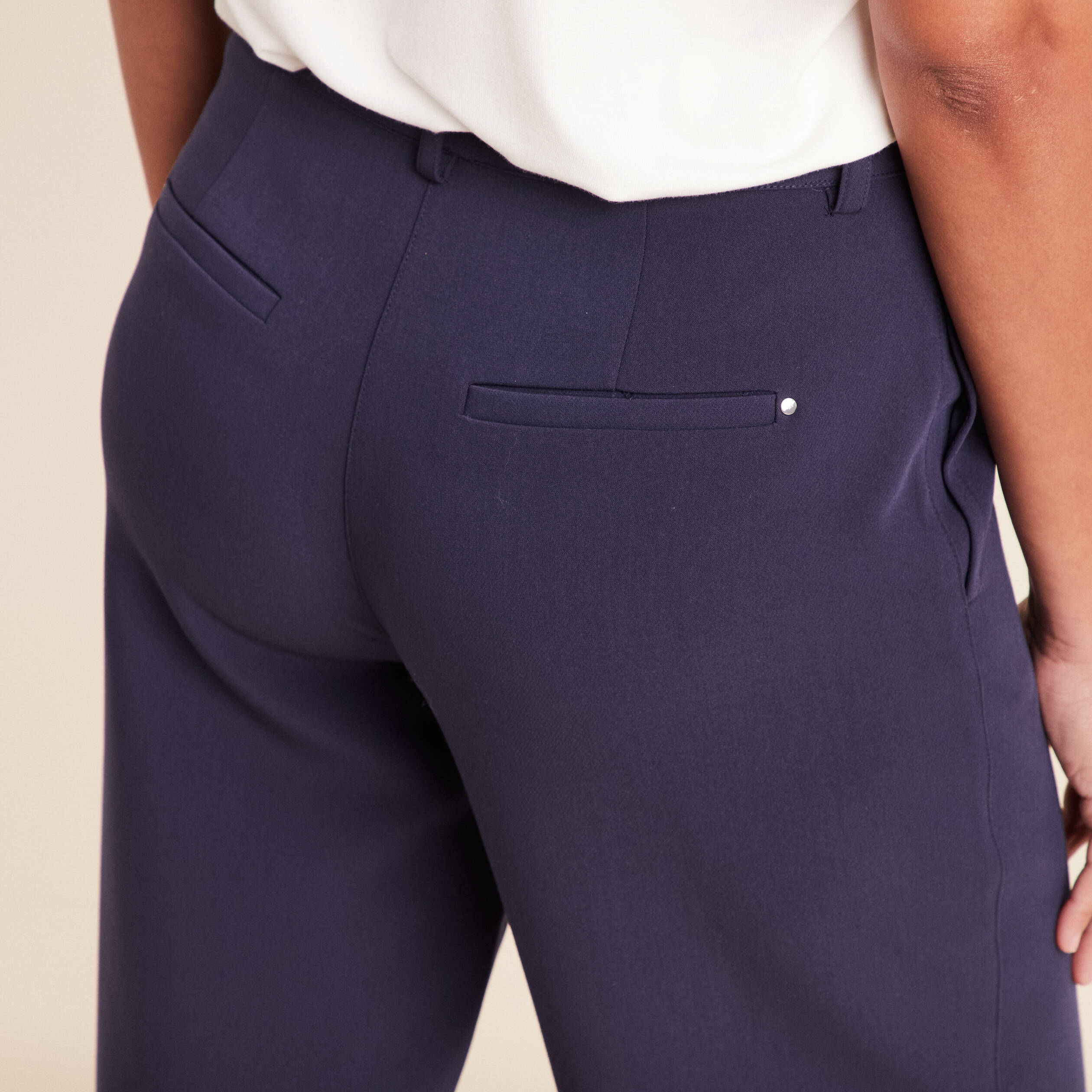 Pantalon coupe large bleu marine femme