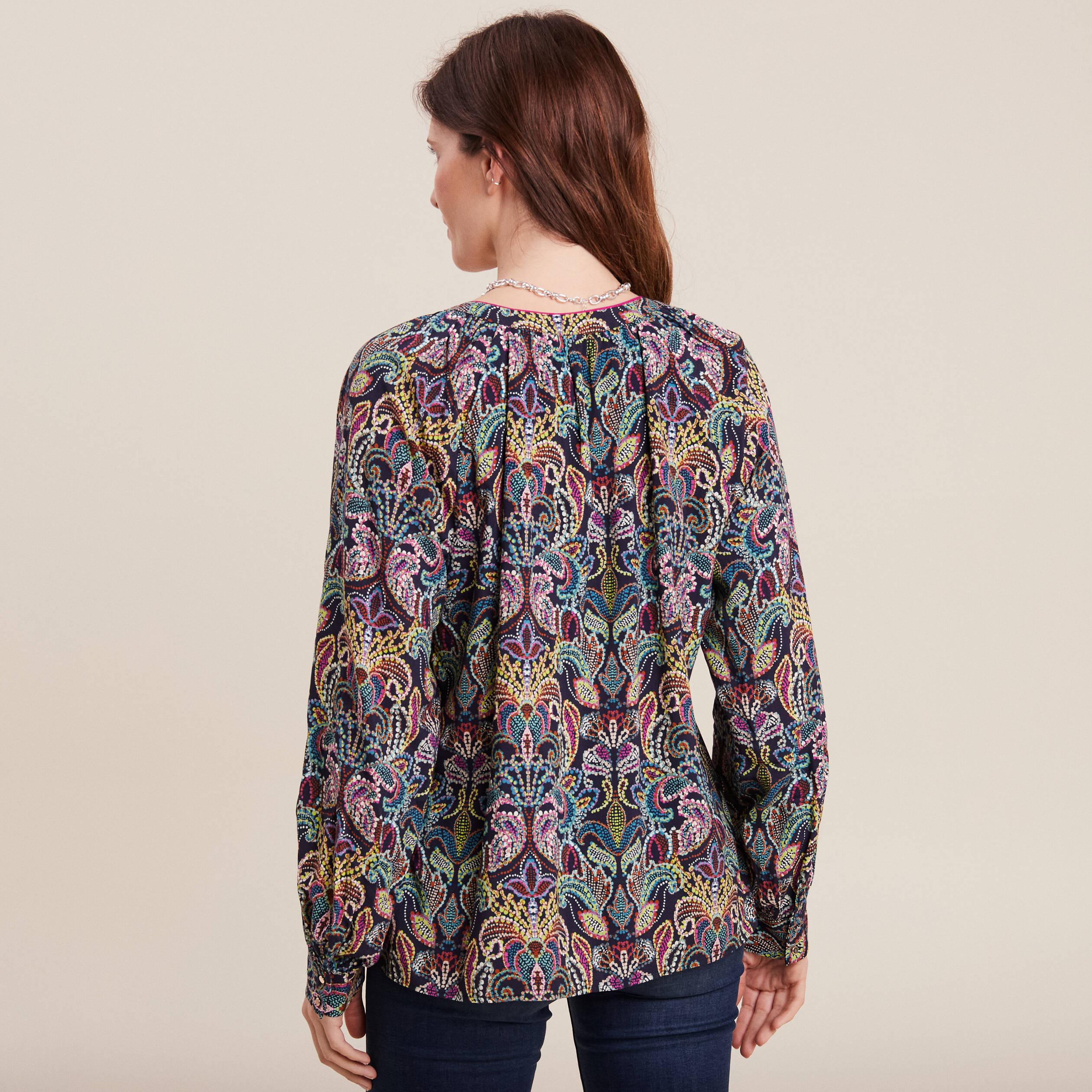 Blouse manches longues multicolore femme
