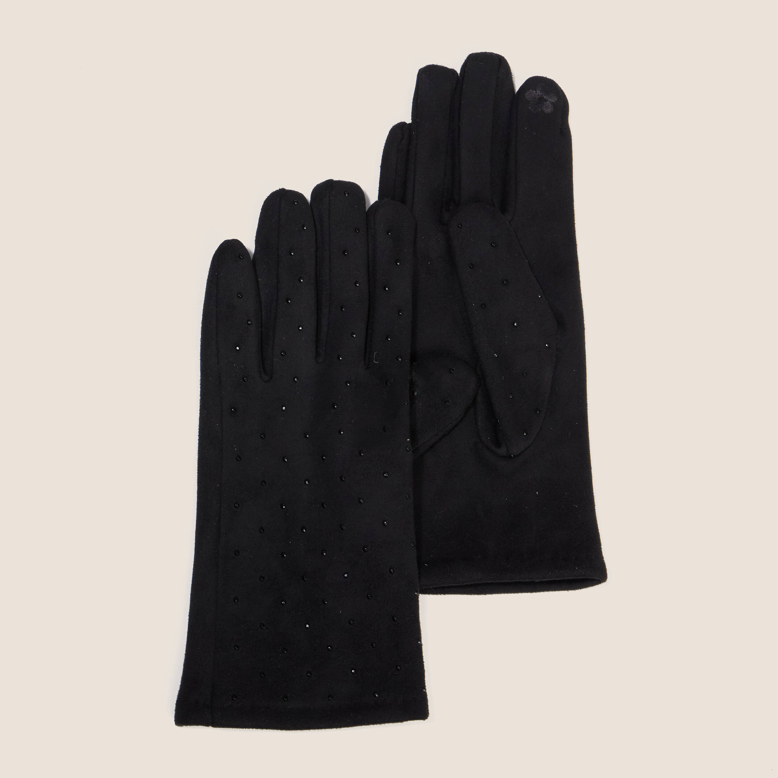 Gants avec strass noir femme