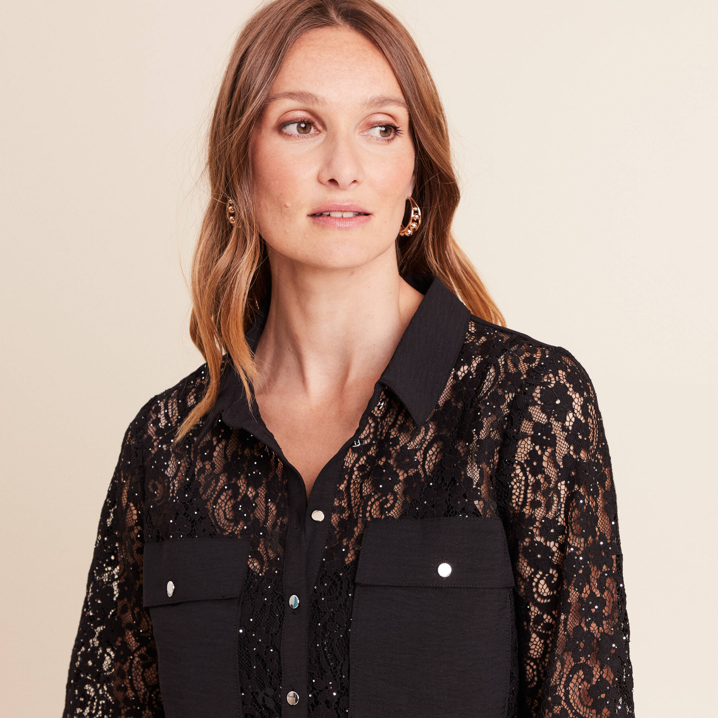 Chemisier Dentelle Noir Manche Longue Chemise Manches Longues Noir