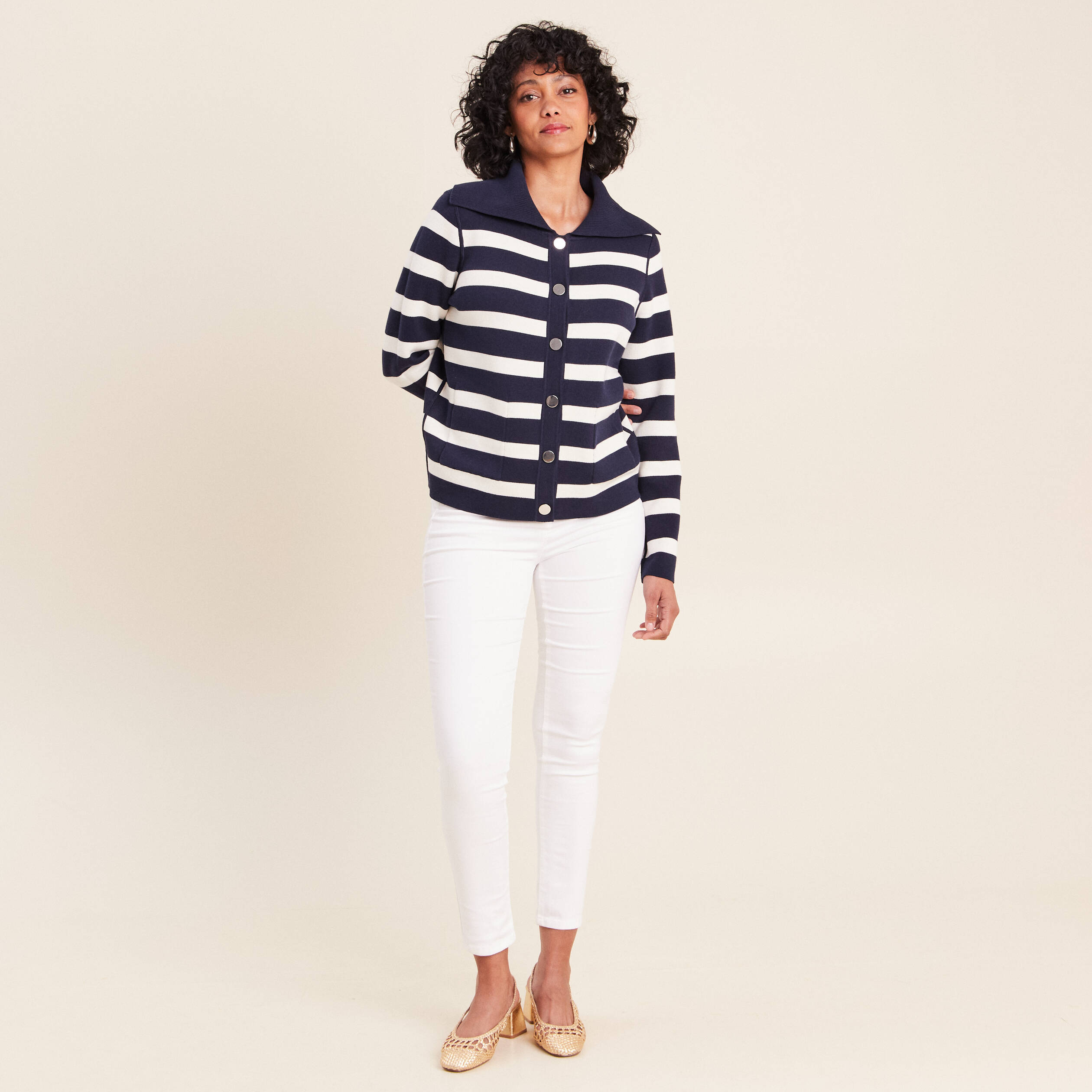 Veste r&eacute;versible en maille bleu femme