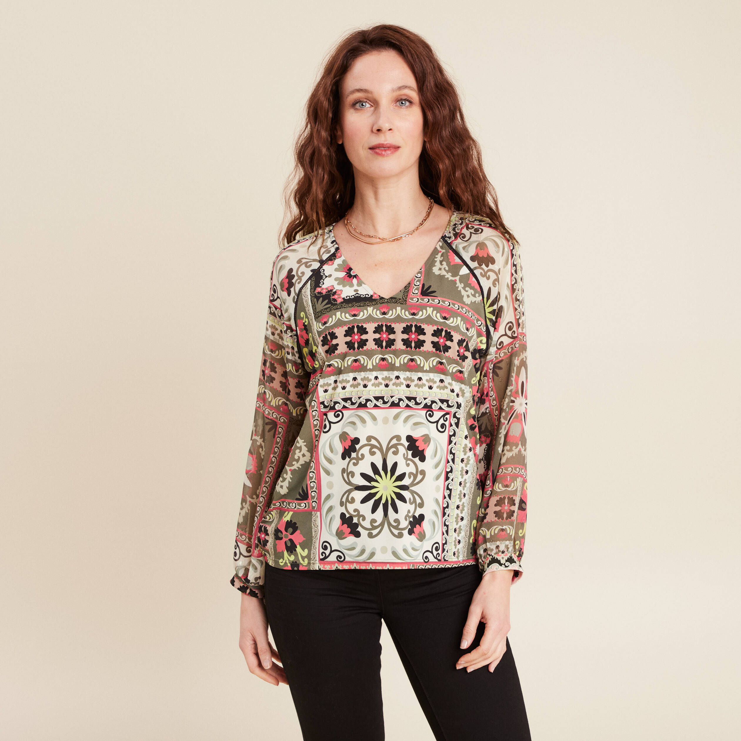 t shirt manches 34 multicolore femme T-shirt manches 3/4 multicolore femme