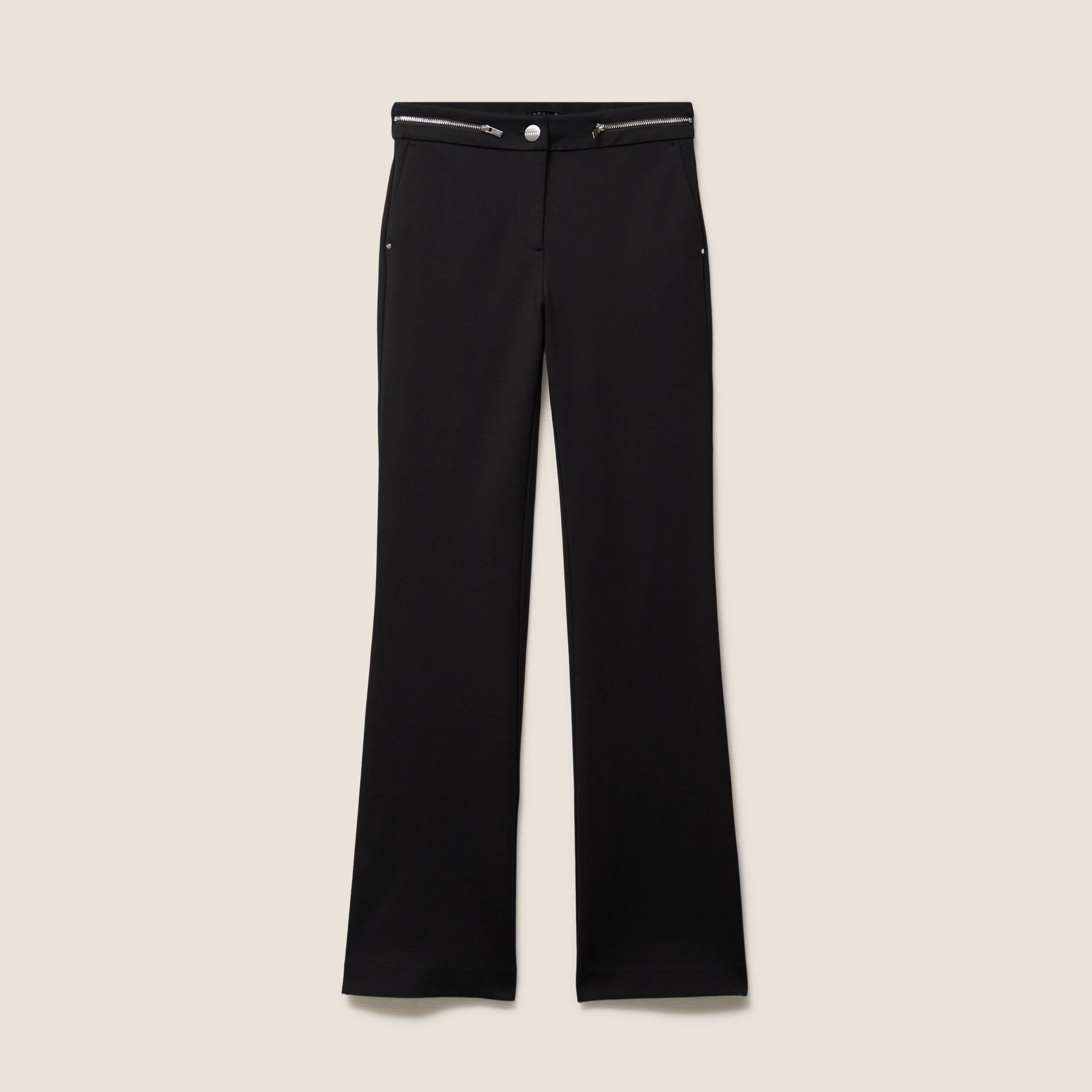 Pantalon bootcut maille taille standard noir femme