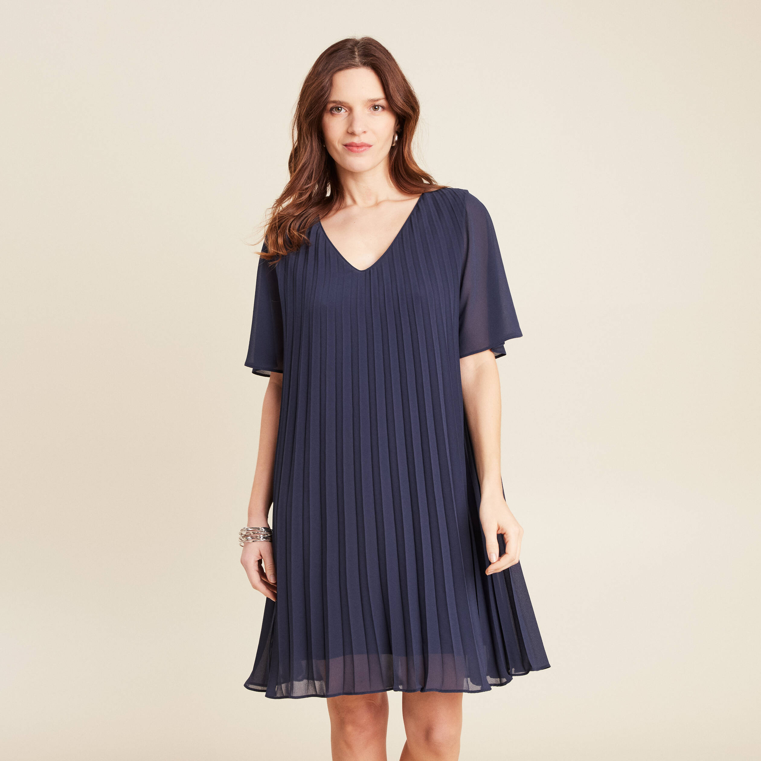 robe droite plissee bleu marine femme Robe droite plissée bleu marine femme