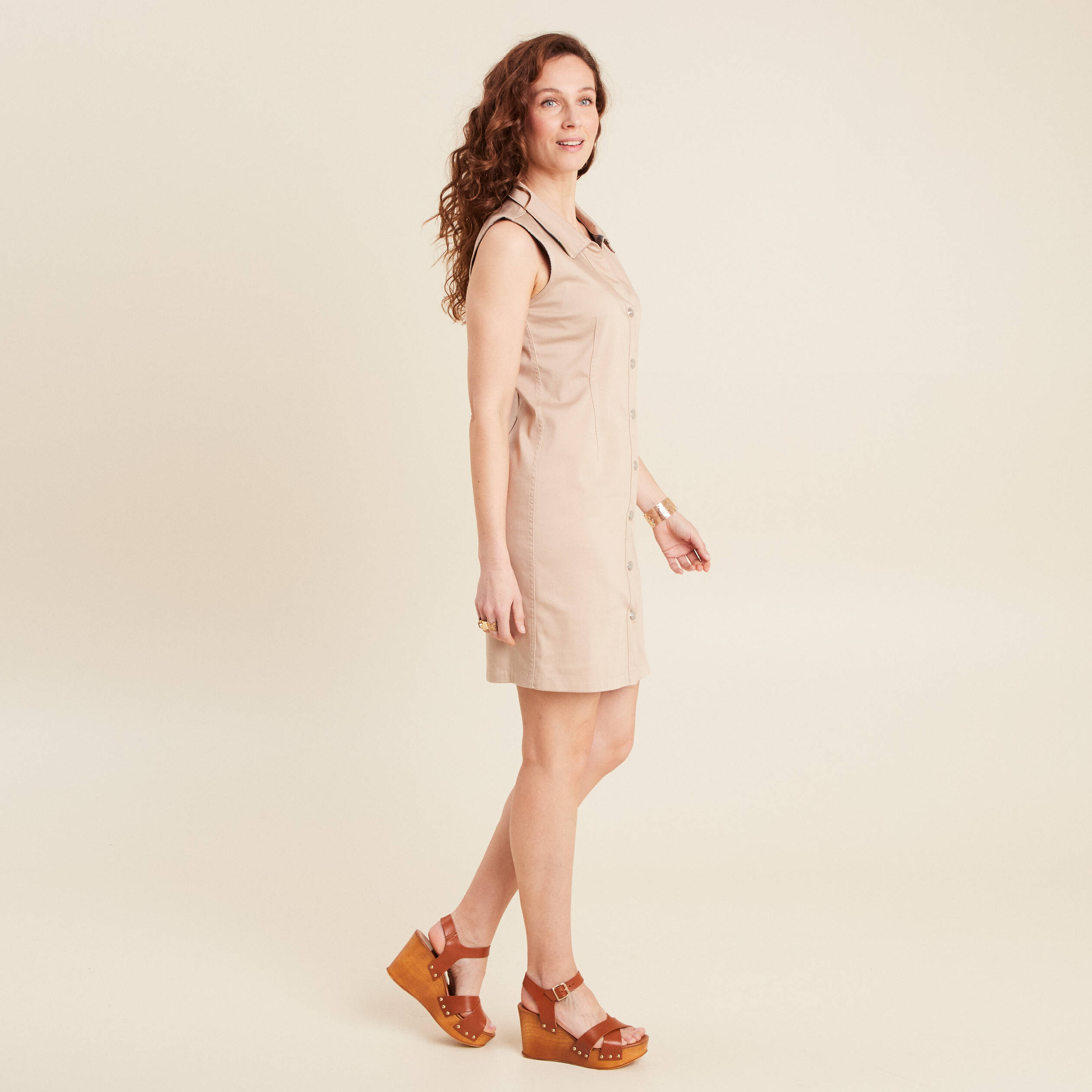 Robe droite r&eacute;versible taupe femme
