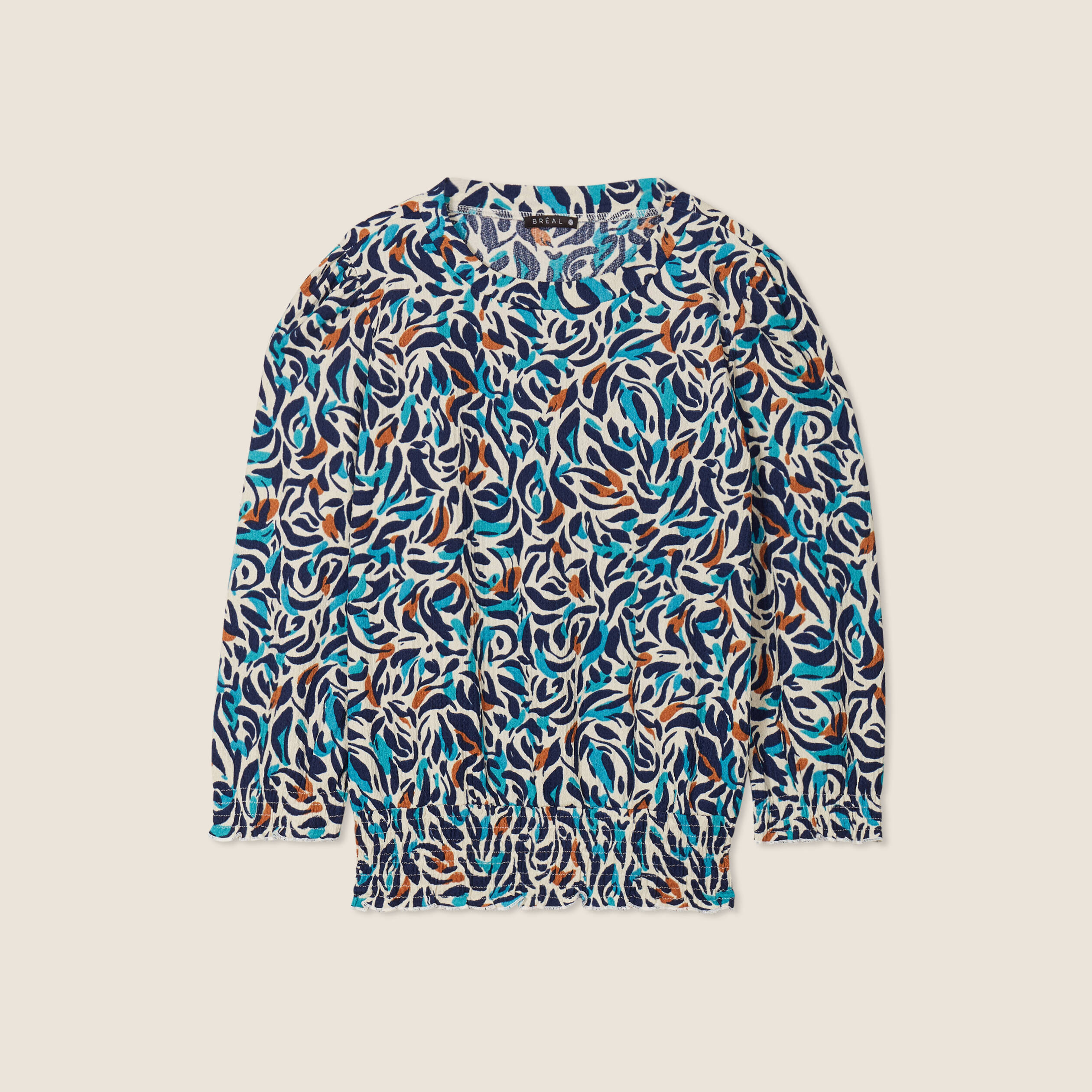 blouse manches 34 bleu canard femme Blouse manches 3/4 bleu canard femme