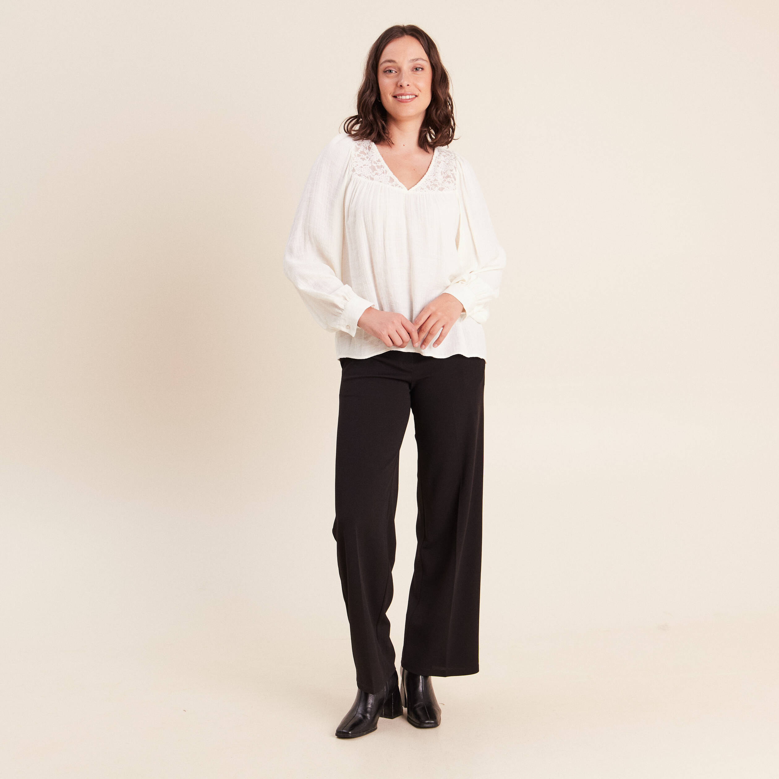Pantalon taille haute noir femme