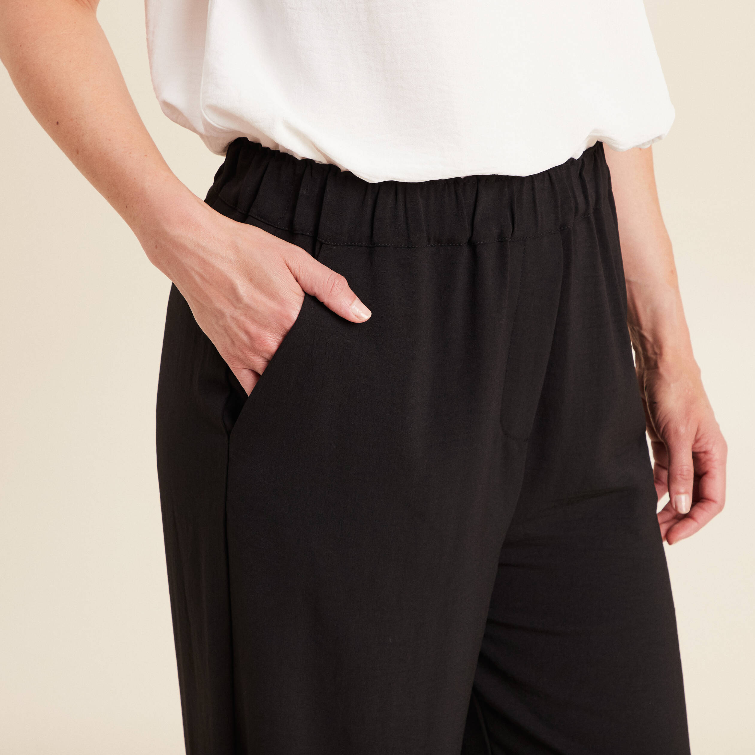 pantalon large taille haute noir femme Pantalon large taille haute noir femme