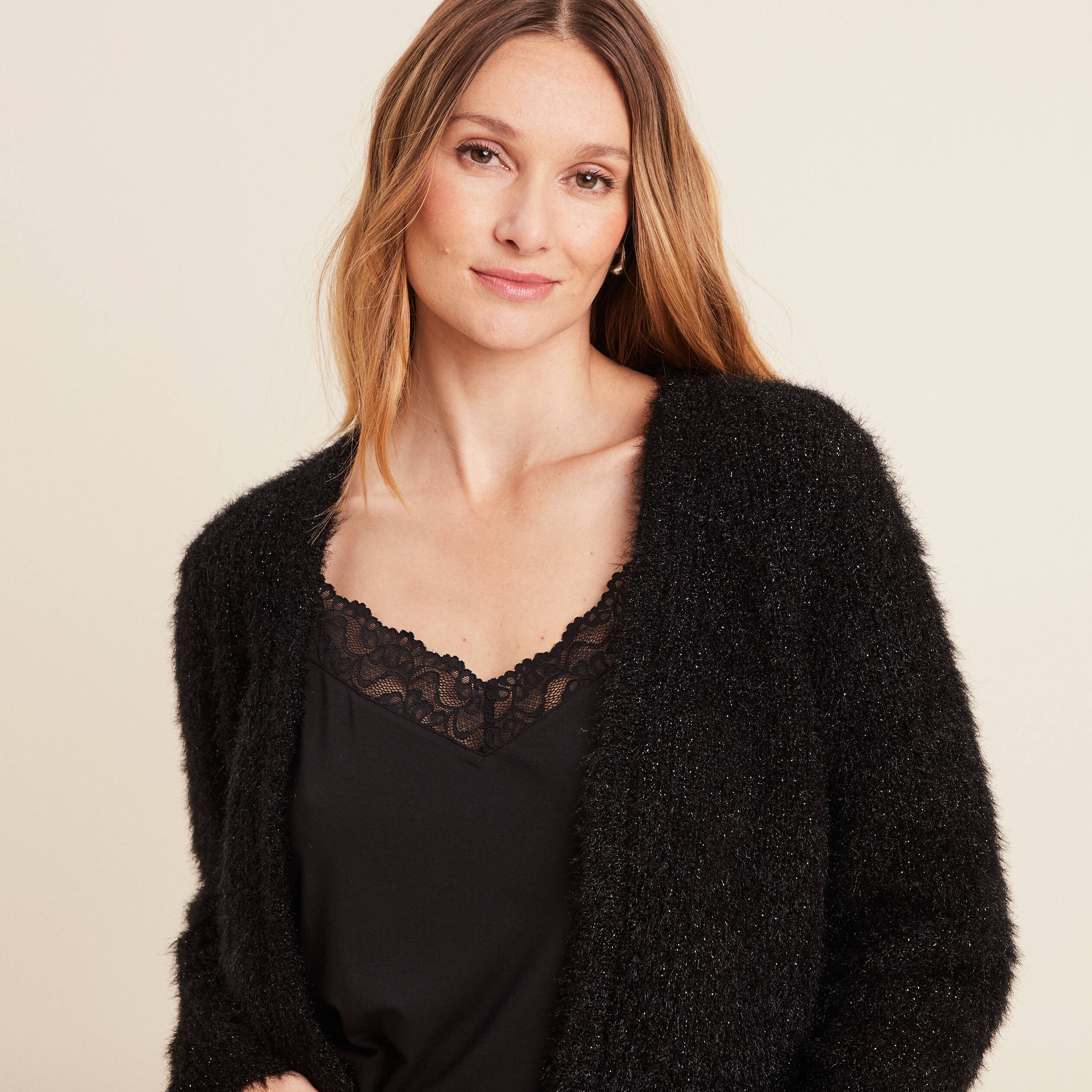 Gilet manches longues noir femme