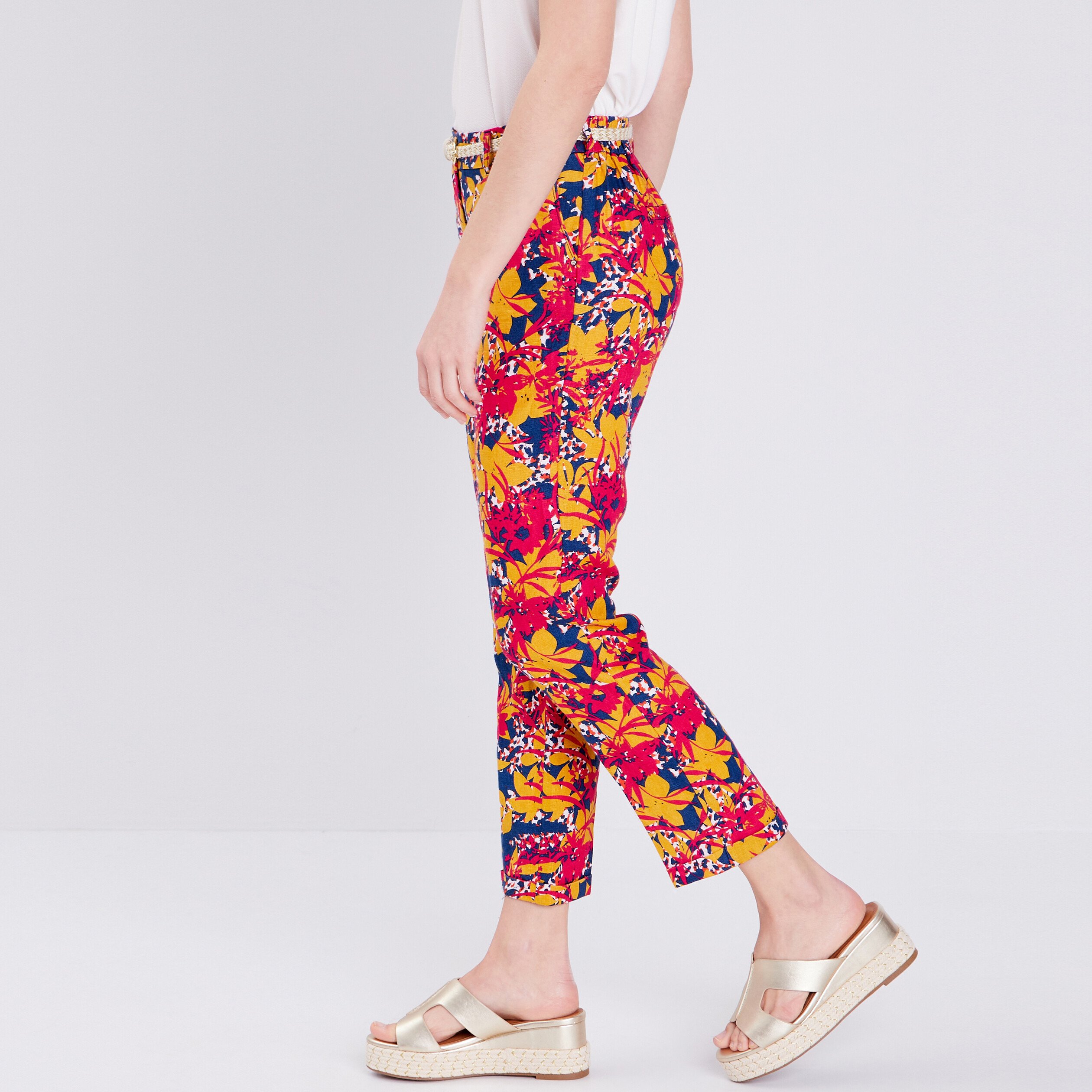 pantalon a ceinture multicolore femme Pantalon à ceinture multicolore femme
