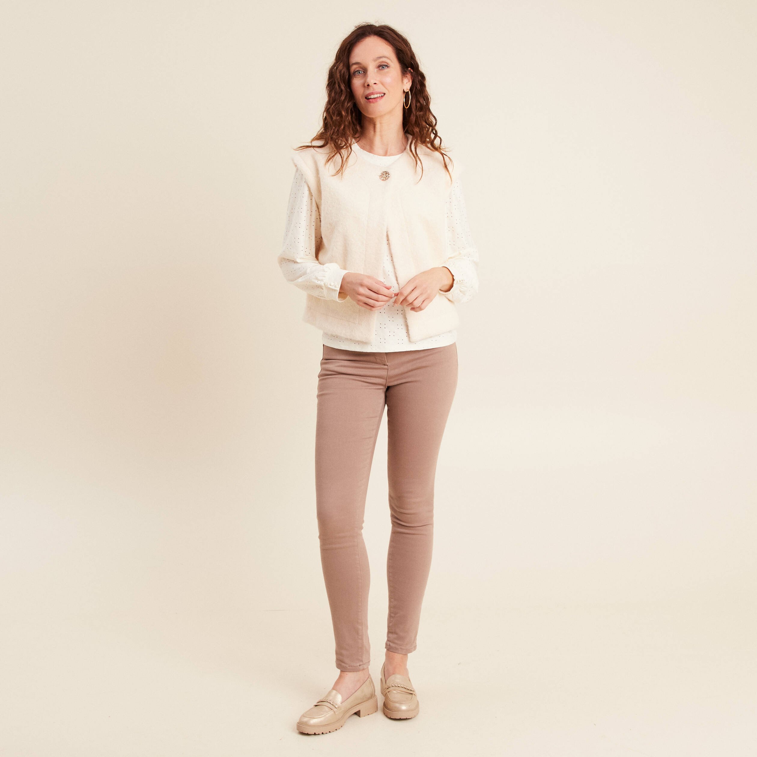 Gilet Tricoté Femme Sans Manches Col En V Pull Haut Tricot Prép