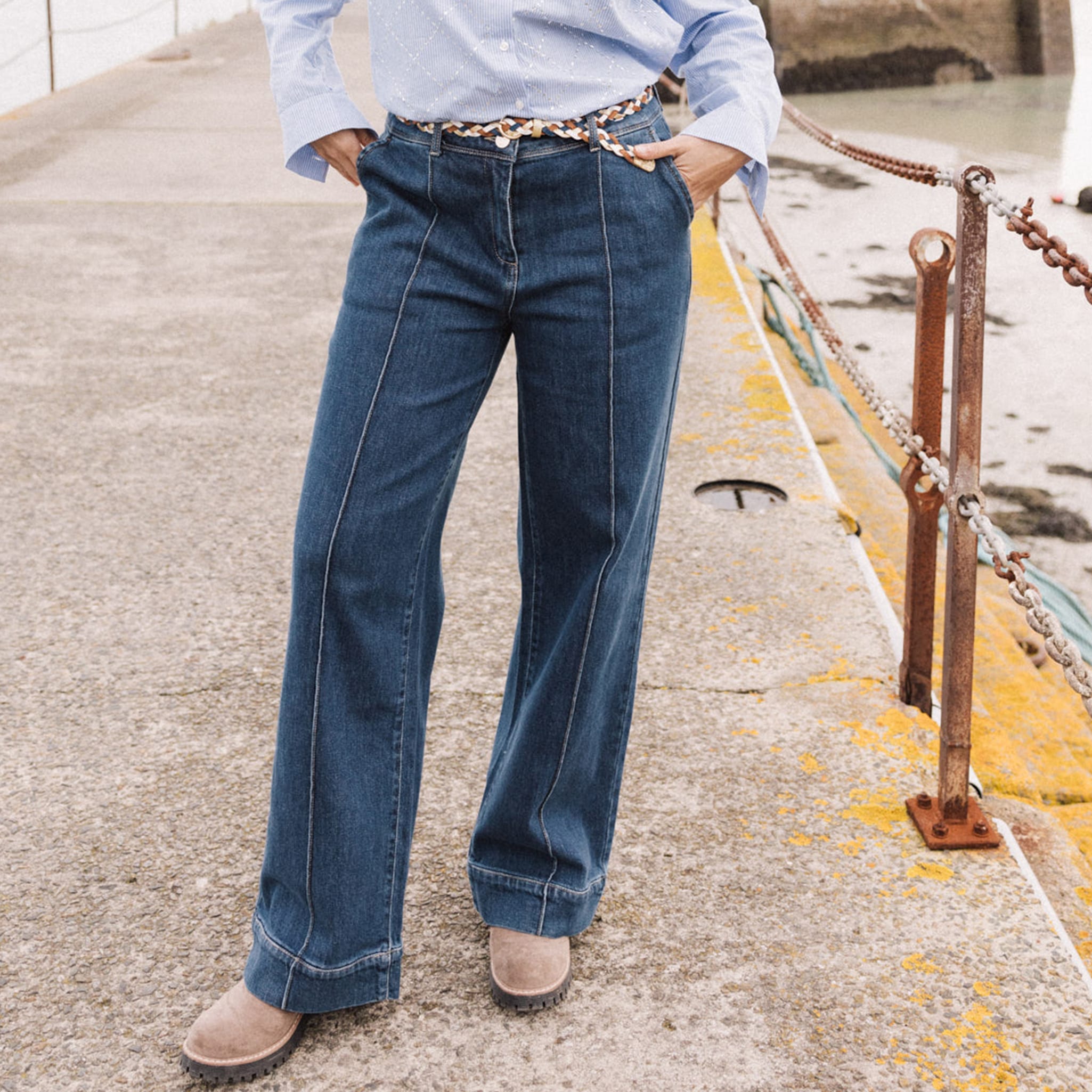 Pantalon Large Armand Thiery Femme Taille Pantalon 7/8 En Denim